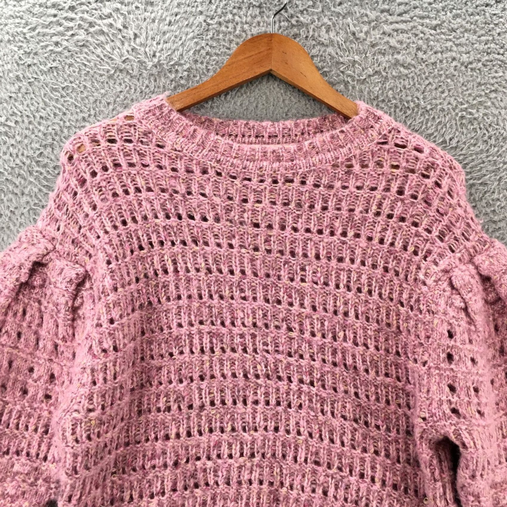 Vintage Universal Thread Cropped Sweater Womens XS Pink Knitted Pullover Long Sleeve Shirt Pullover Casual Knit Autumn Fall Womens XS Pink Size XS / US 0-2 / IT 36-38 - 3 Thumbnail