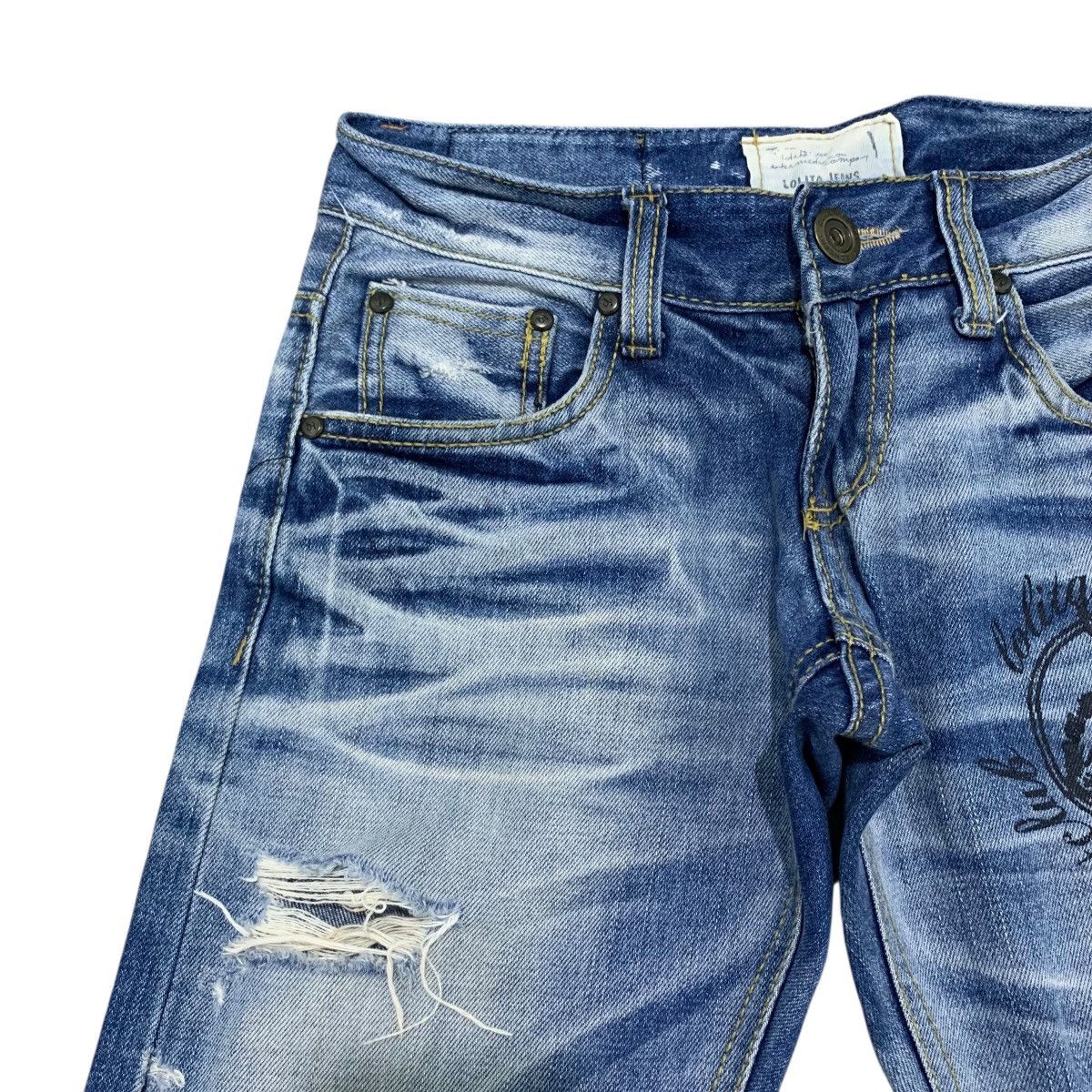 Beauty Beast Vintage Lolita Distressed Jeans Ripped Blue Faded Size US 28 / EU 44 - 6 Thumbnail