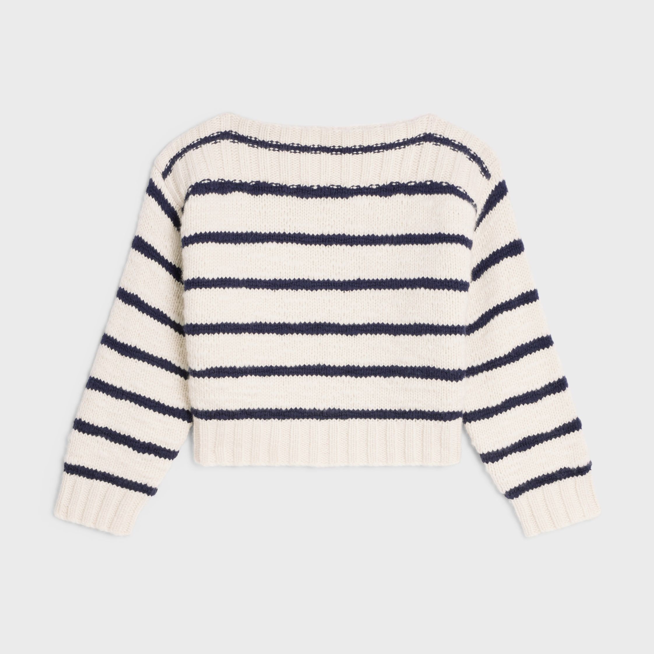 Celine MARINIÈRE BOAT NECK SWEATER IN CASHMERE off white/navy Size M / US 6-8 / IT 42-44 - 1 Thumbnail