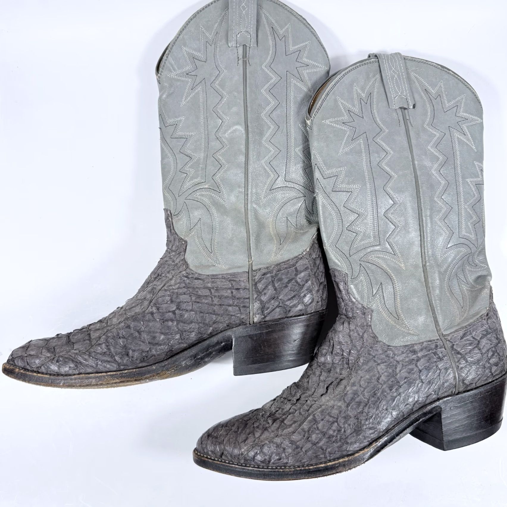 Dan Post Dan Post Dorsal Sea Bass Cowboy Western Boots Men's Gray Leather Pull On Size 8 Size US 8 / EU 41 - 3 Thumbnail