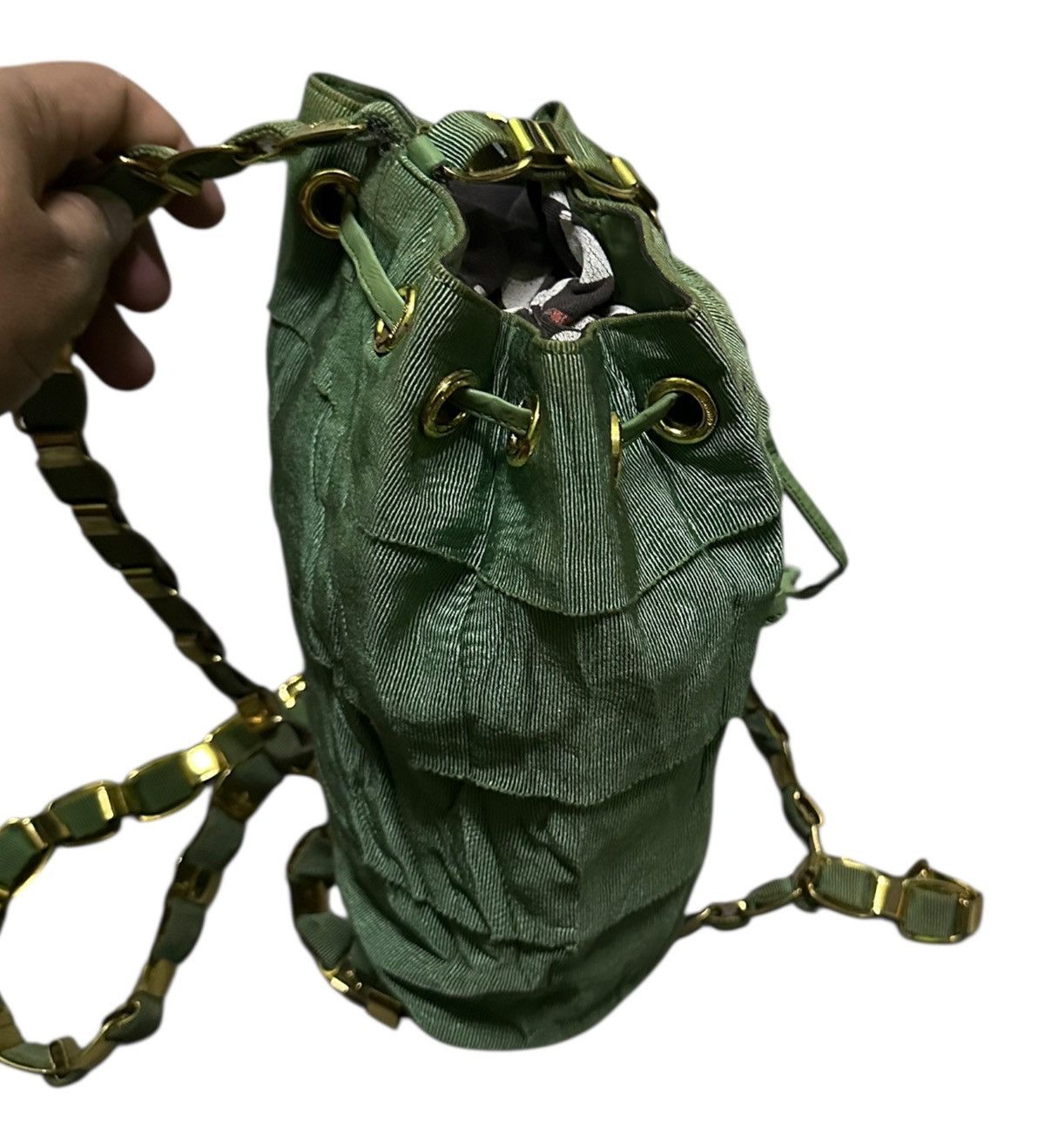 Salvatore Ferragamo Salvatore Ferragamo green ruffle canvas bucket backpack Size ONE SIZE - 7 Thumbnail