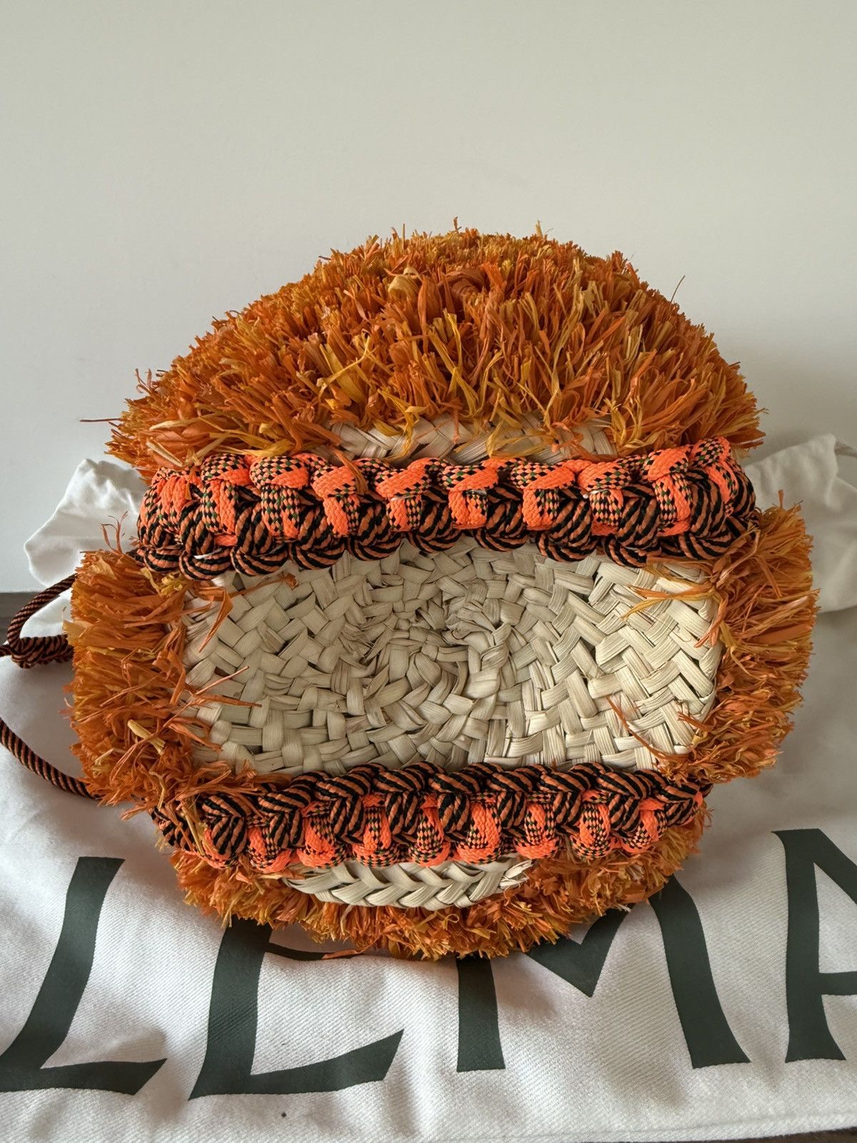 ALEMAIS Alemais Bag Bucket Orange Raffia Lalo Mini Fringe Macrame Size ONE SIZE - 11 Thumbnail