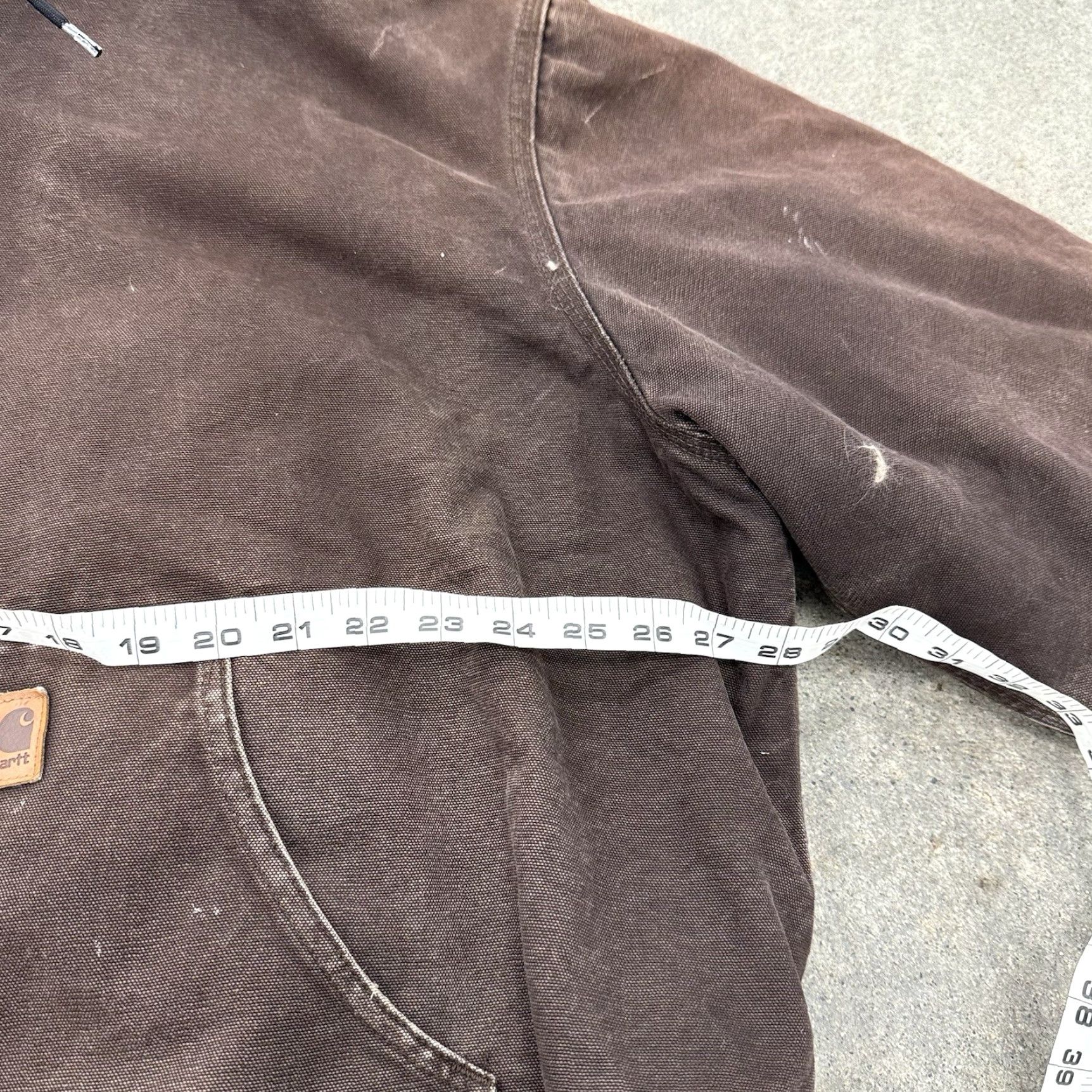 Carhartt VINTAGE Carhartt Jacket Mens 2XL J130 DKB Workwear Faded Brown Heavy Canvas Bomber Hooded Lined Quilted Regular Fit Brown Mens Size US XXL / EU 58 / 5 - 7 Thumbnail