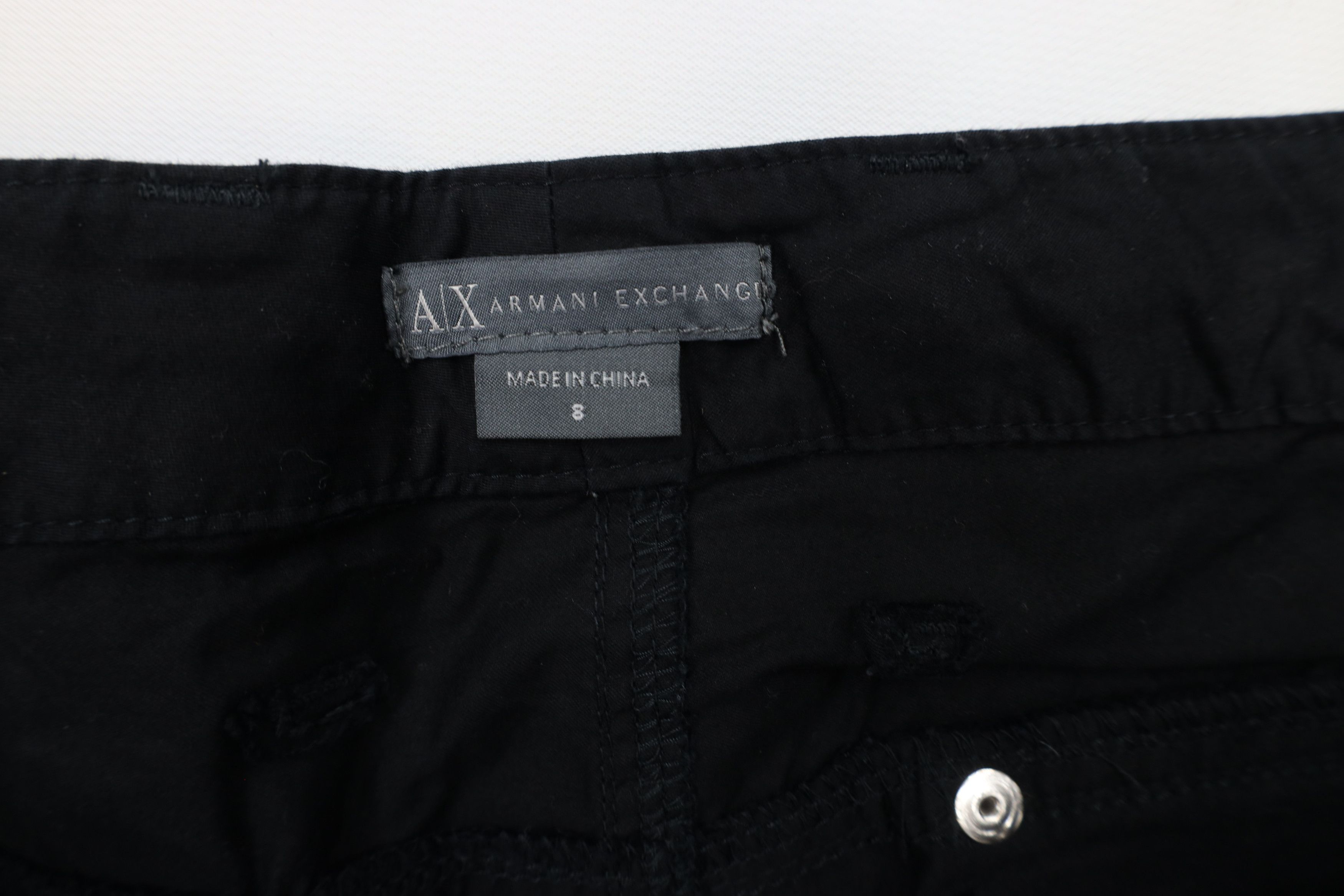 Armani Exchange × Vintage New Armani Exchange Roll Cuff Capris Shorts Black Cotton Size 31" - 7 Thumbnail