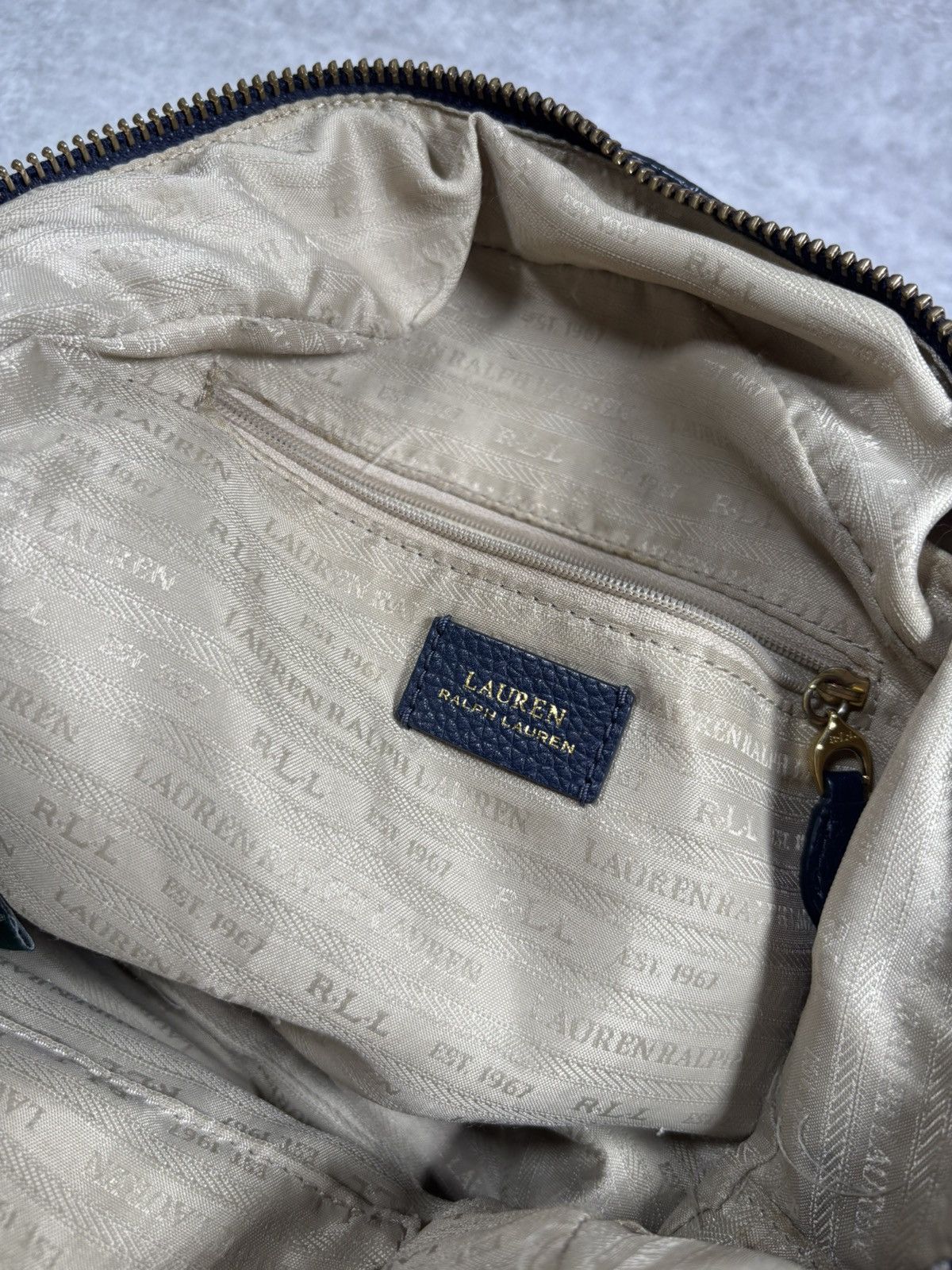 Lauren Ralph Lauren Lauren Ralph Lauren Pebbled Leather Navy Backpack Nautical Size ONE SIZE - 12 Thumbnail
