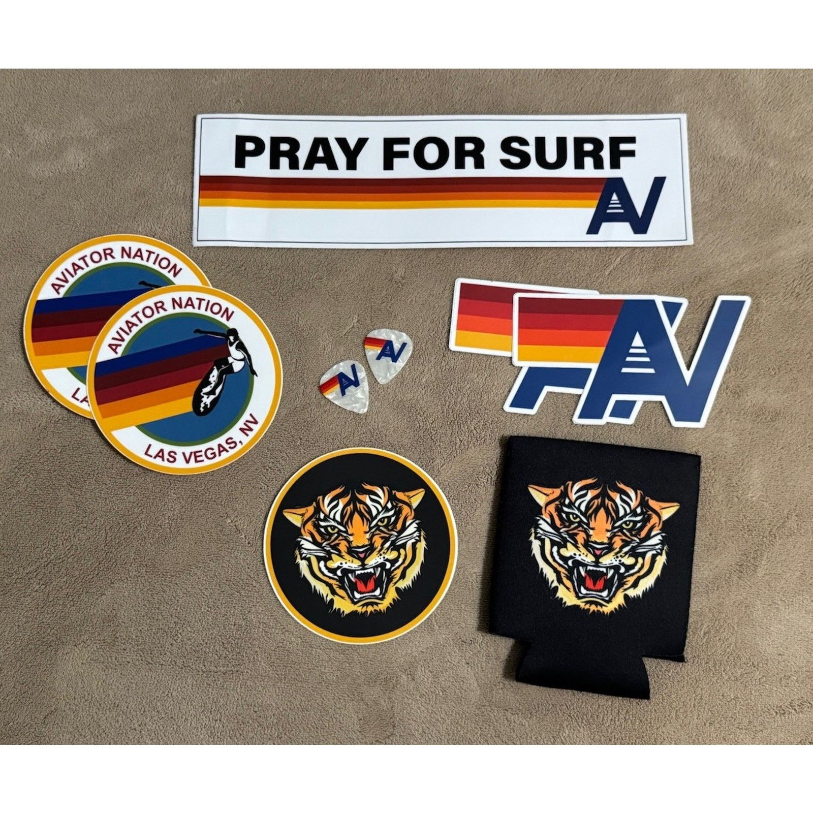 Aviator Nation AVIATOR NATION Stickers Tiger Koozie Guitar Picks Bundle Size ONE SIZE - 1 Thumbnail