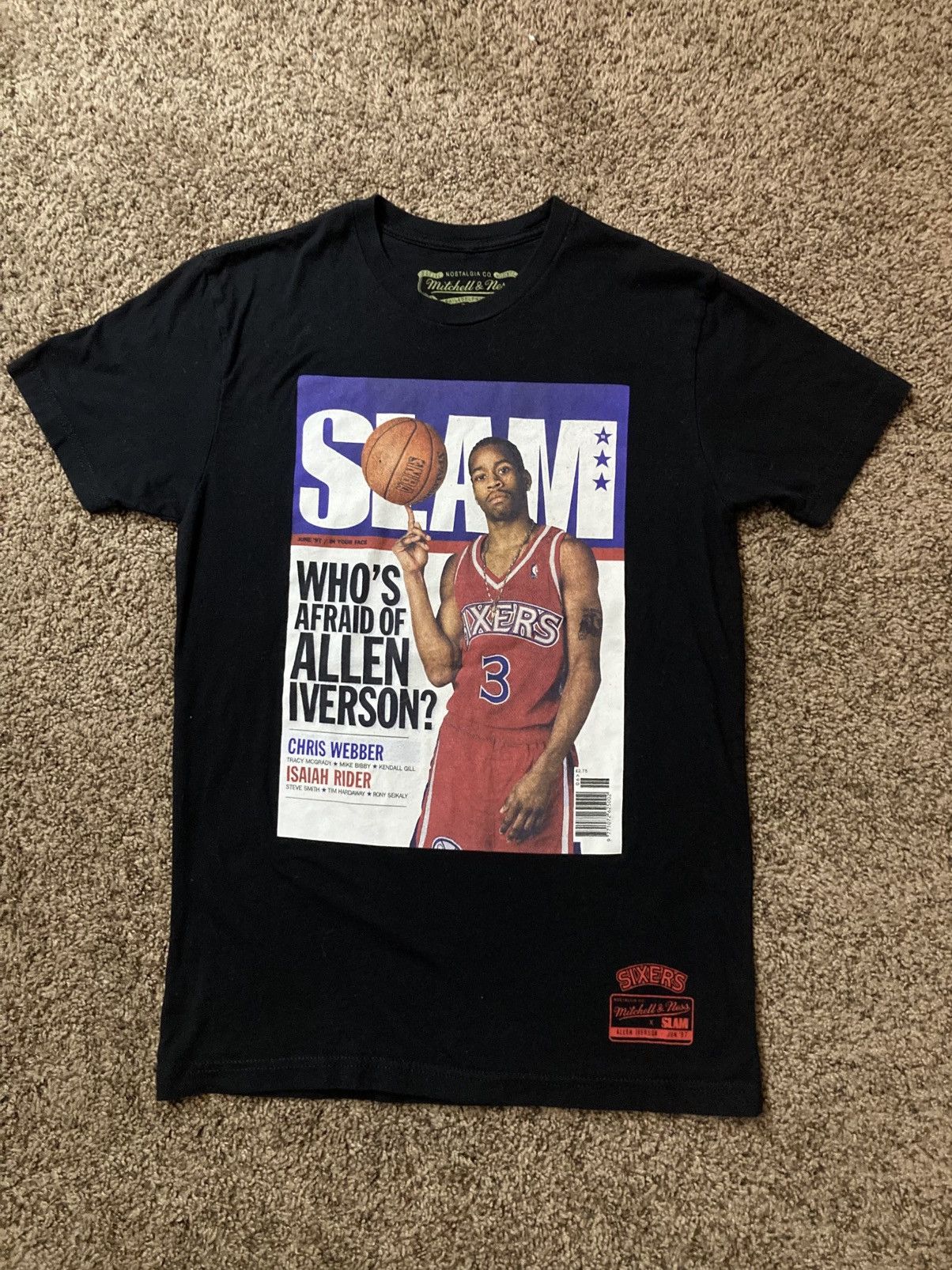 Designer × Vintage Mitchell & Ness Allen Iverson MENS Size S Sixers 97 Tshirt Size US S / EU 44-46 / 1 - 6 Thumbnail