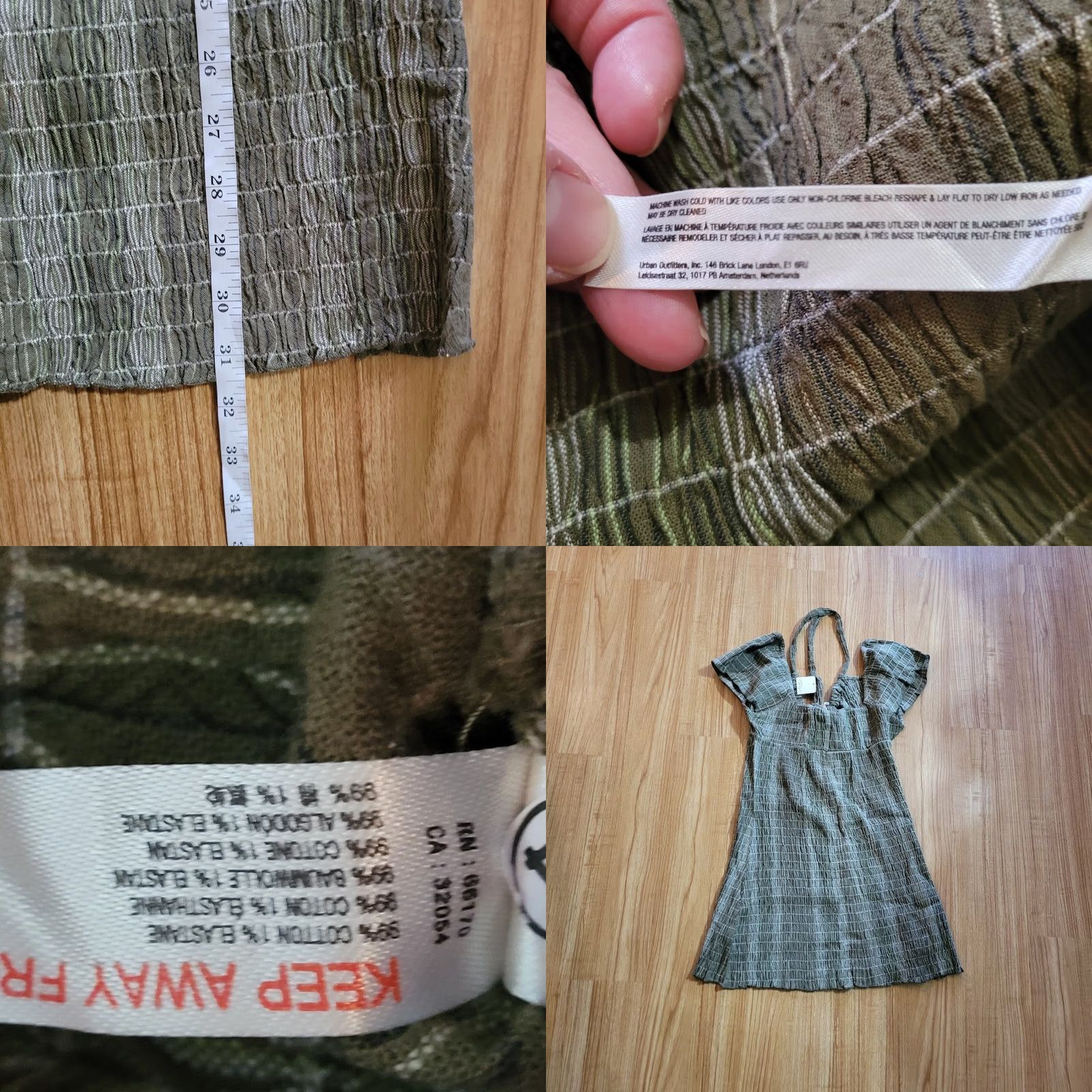 Free People Free People Dress Womens Medium Army Green Smocked Fitted Mini Halter Party Size M / US 6-8 / IT 42-44 - 8 Thumbnail