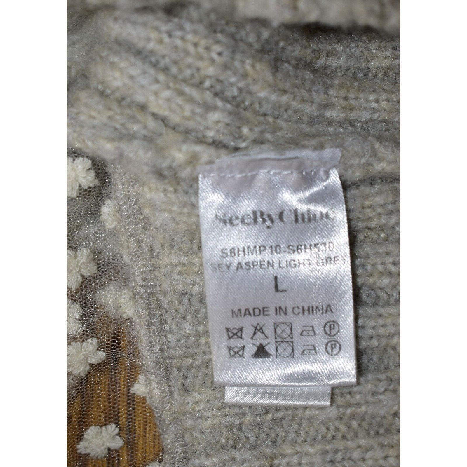 See by Chloe SEE BY CHLOE Grey Wool Sheer Back Sleeve Floral Sweater Sz L Size L / US 10 / IT 46 - 4 Thumbnail