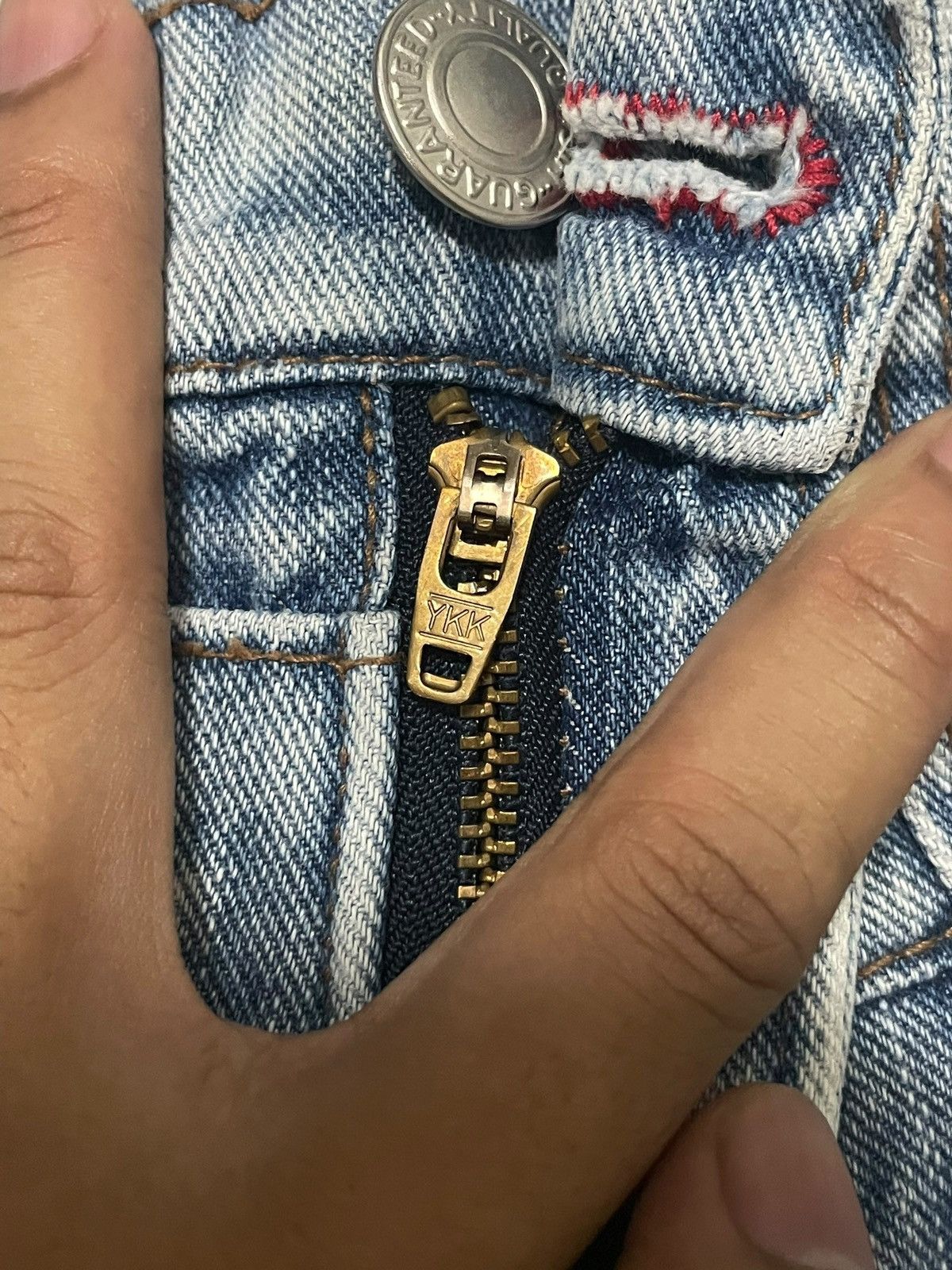 Japanese Brand Japanese Double Waist Spellout Embroidered Distressed Jeans Size 29" - 10 Thumbnail
