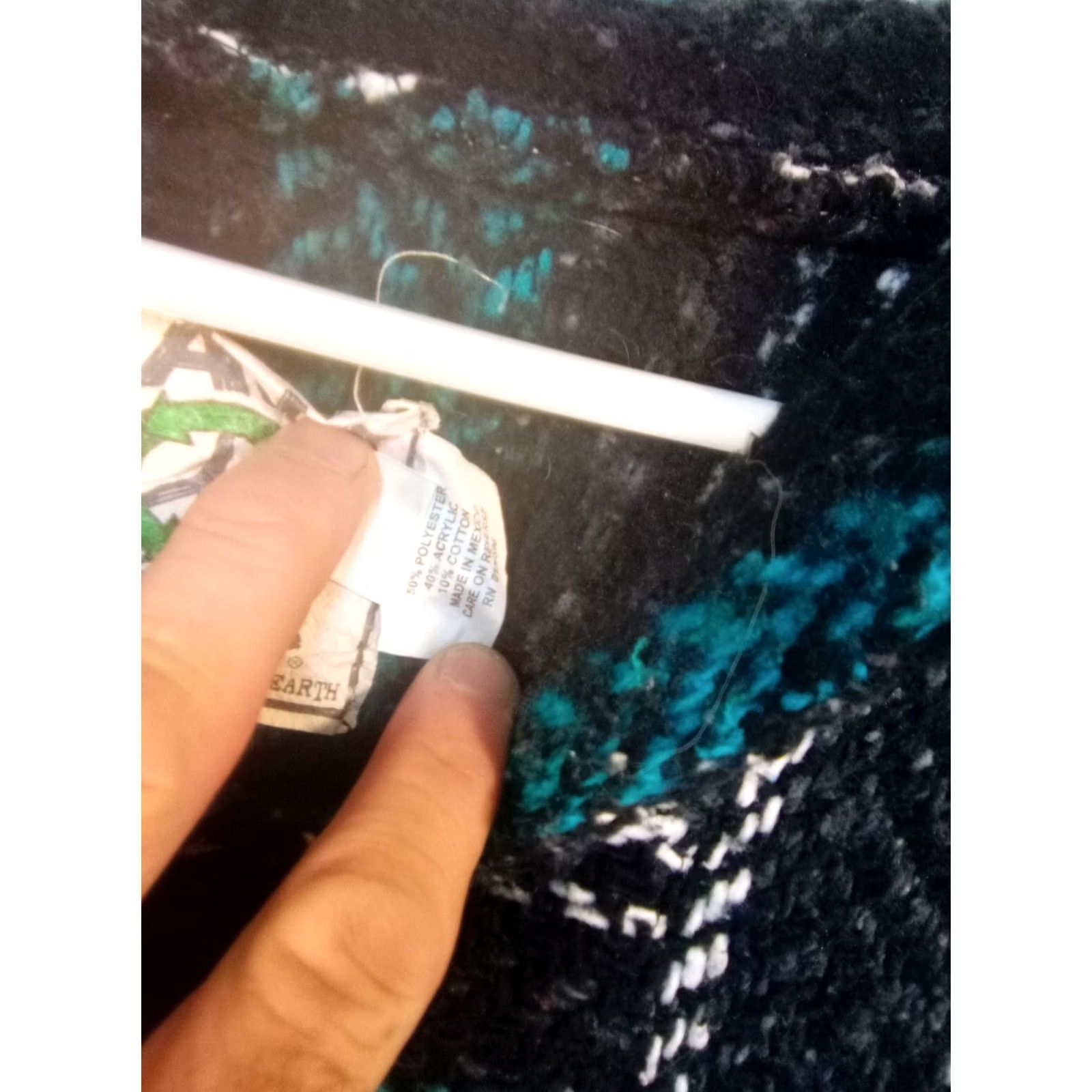 Altea Baja Joe Hoodie Poncho 26"×26" Blk/ Wht/ Teal Mint Condition L Men Multicolor Pullover Blue 90s Event Mens Size US L / EU 52-54 / 3 - 5 Thumbnail