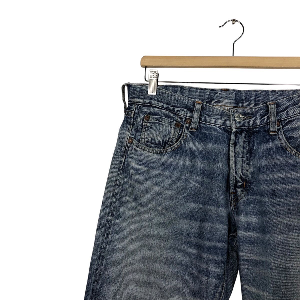 Japanese Brand Denim & Dungaree Distressed Straight Fit Sanforized Denim Size 32" / US 10 / IT 46 - 8 Thumbnail
