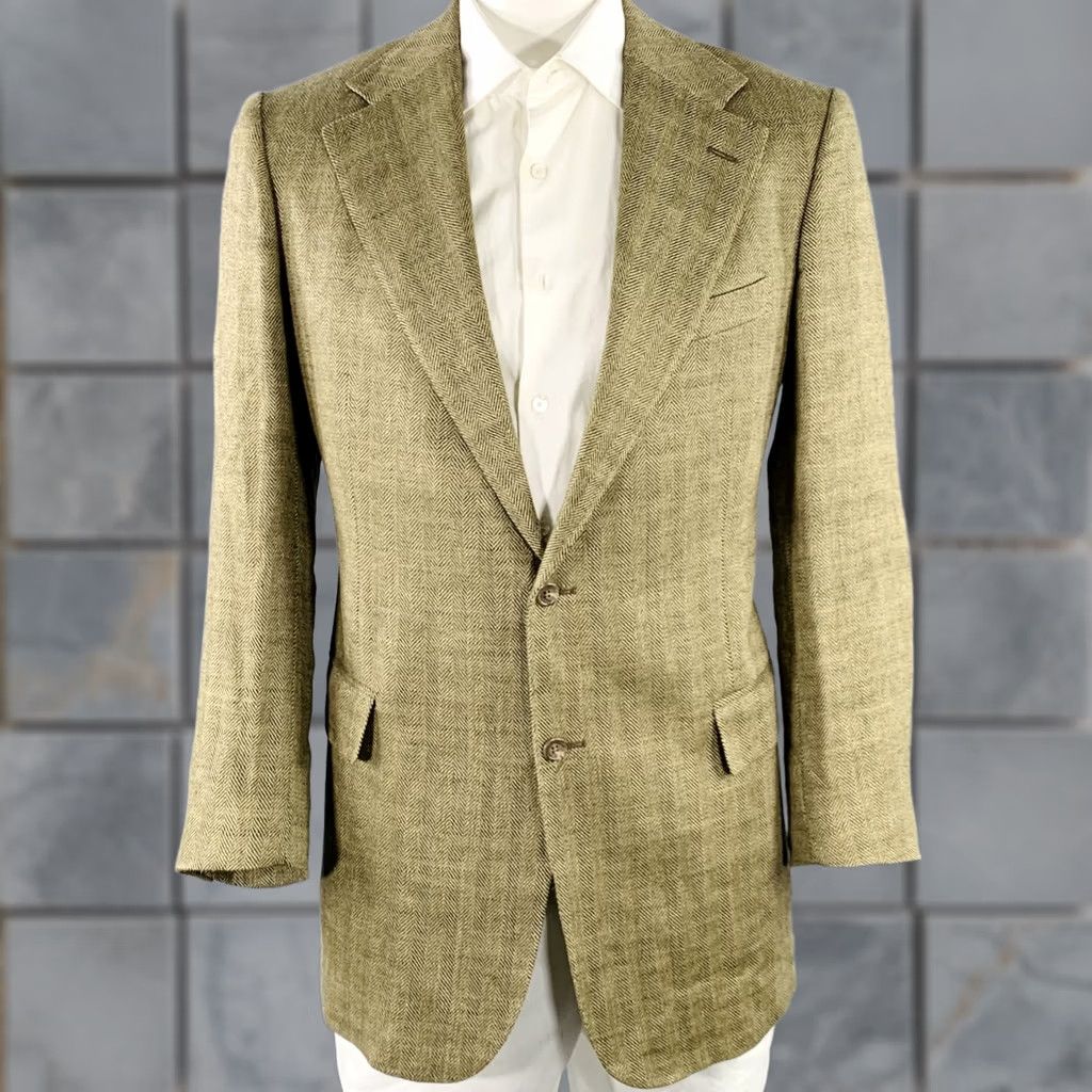 Polo Ralph Lauren POLO by RALPH LAUREN Sport Coat Tan Khaki Herringbone Flax Size 44 MenXS Size US XXL / EU 58 / 5 - 1 Thumbnail