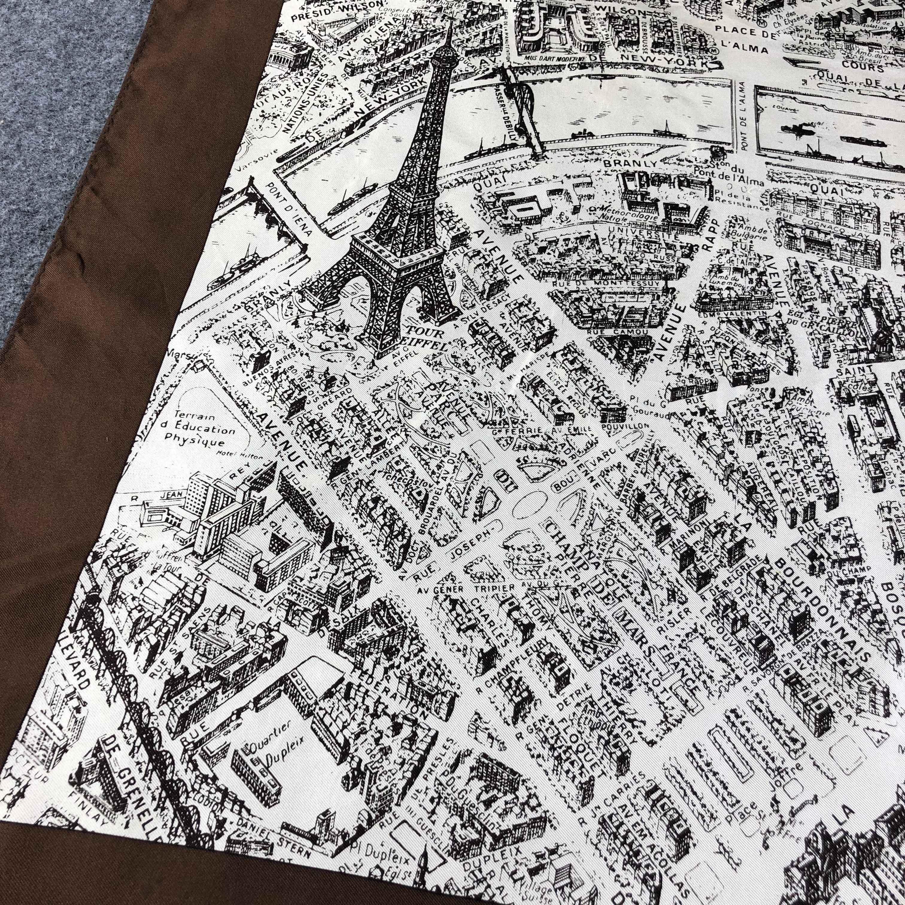 Vintage Paris City Map Silk Scarf M809 Size ONE SIZE - 3 Thumbnail