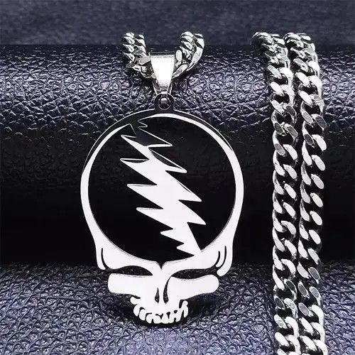Other Deadhead Steal Face Chain Chrome Grateful Dead Necklace Size ONE SIZE - 2 Thumbnail