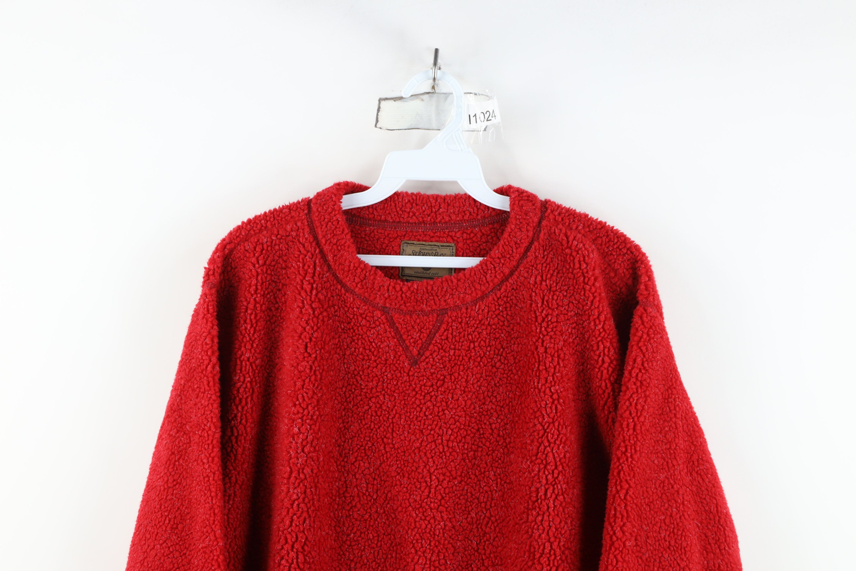 Vintage Vintage 90s Streetwear Deep Pile Fleece Sweater Red USA Size M / US 6-8 / IT 42-44 - 2 Thumbnail