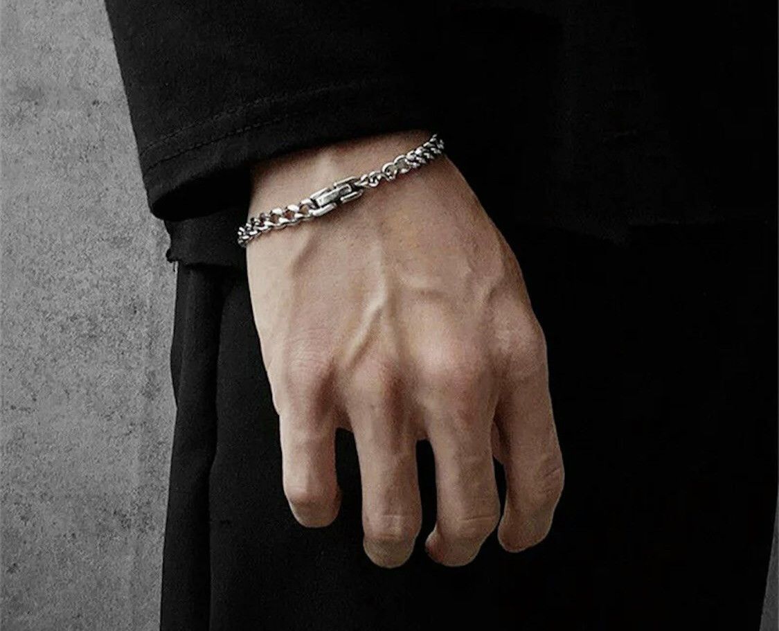 Jewelry Men's Simple Stainless Steel Snap Bracelet Size ONE SIZE - 1 Thumbnail