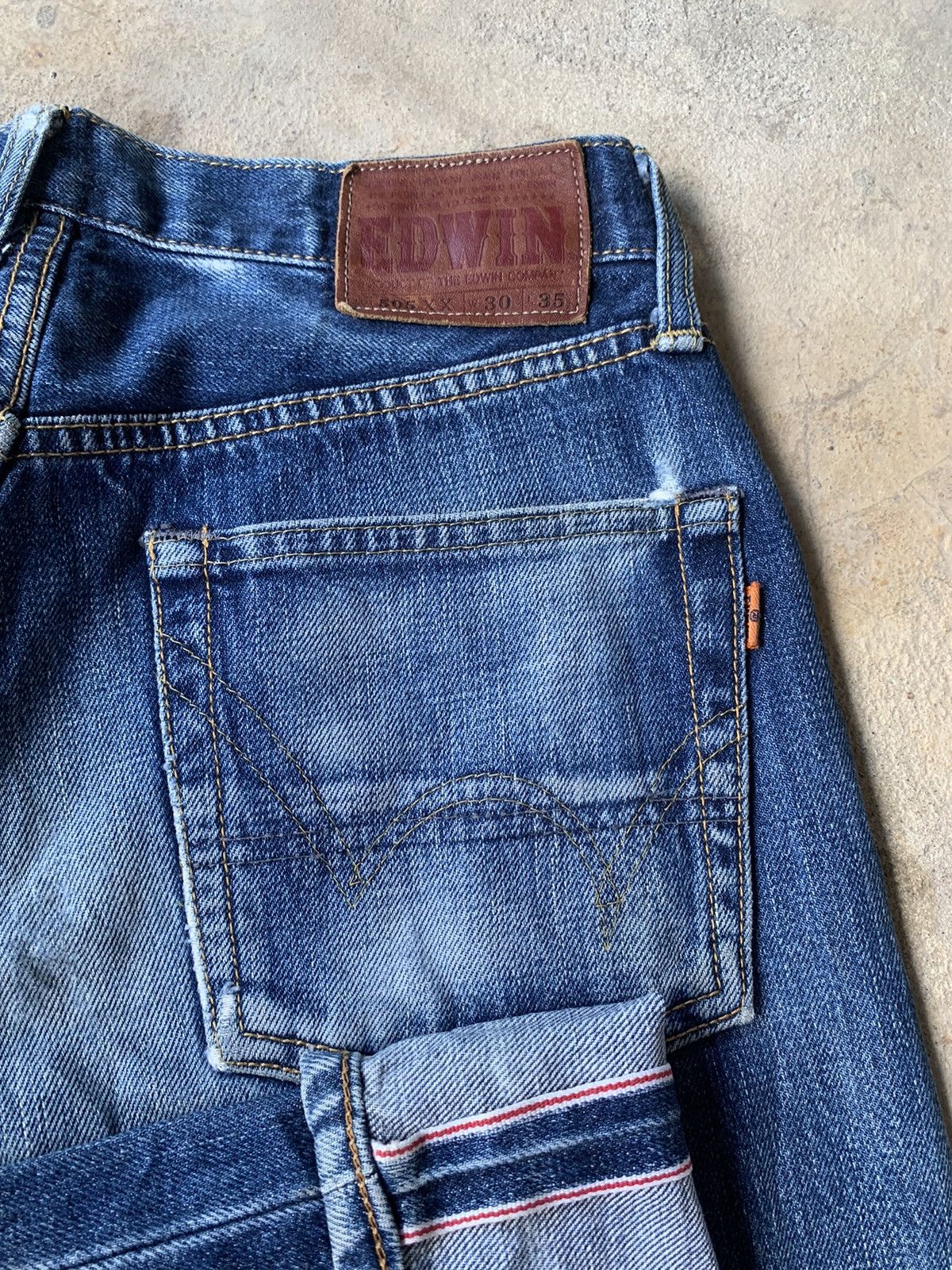 Edwin × Vintage Edwin 505XX Selvedge Distressed Denim Size US 29 - 3 Thumbnail