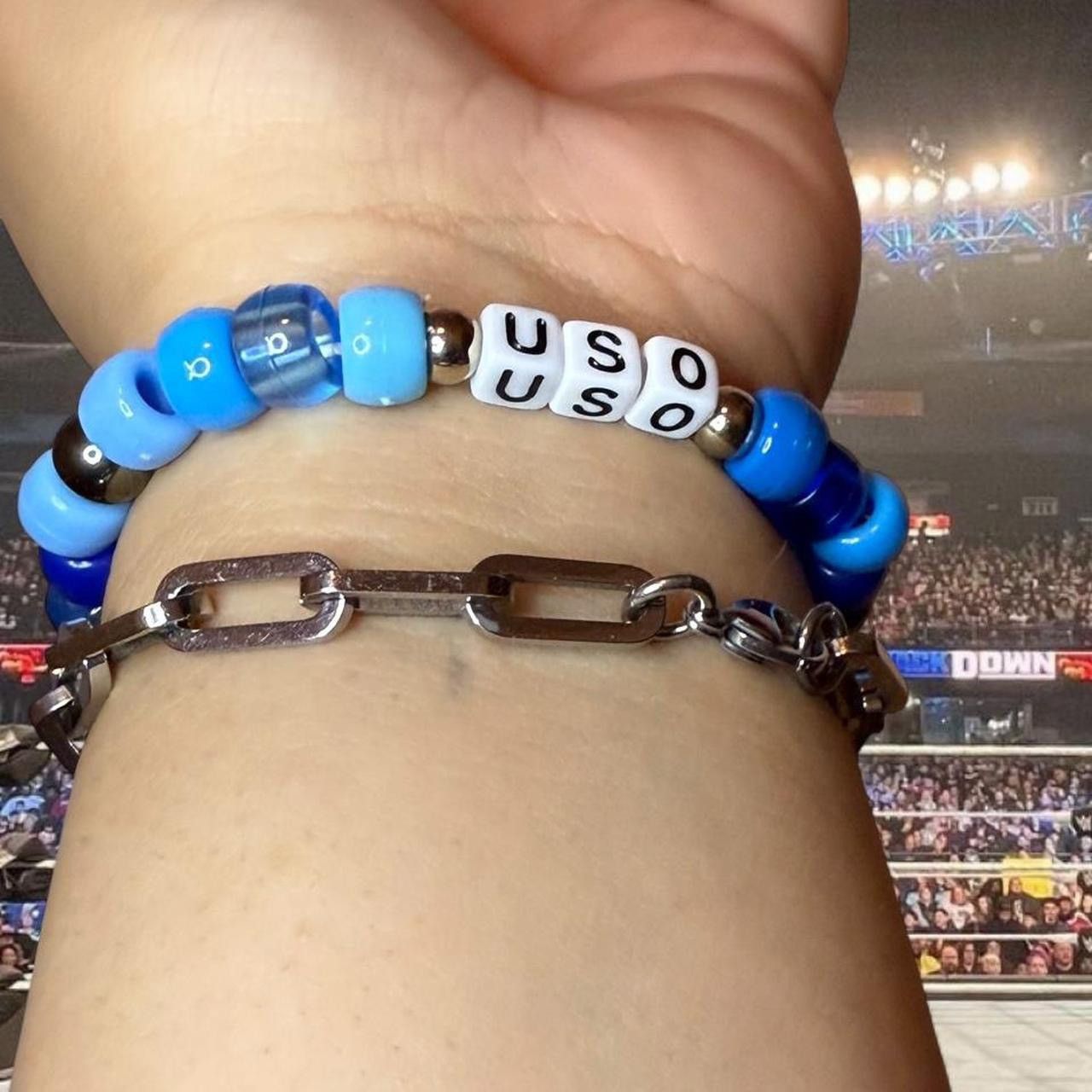 Handmade JEY USO WWE X XWEEKXD TWOFER DESIGN KANDI BEADED BRACELET Size ONE SIZE - 3 Thumbnail