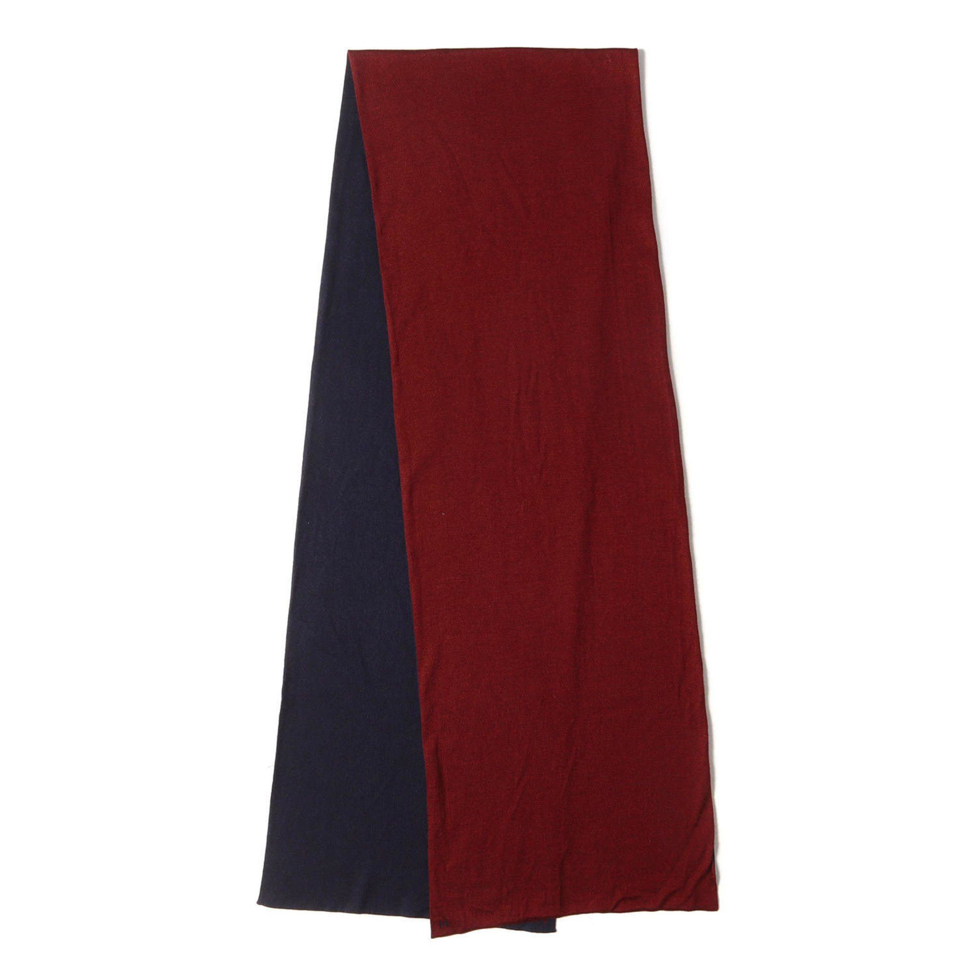 image of Hermes Ares Letour Cashmere Silk H Embroidery Stole Muffler Bicolor 2In1 Reversible Red Navy Made I