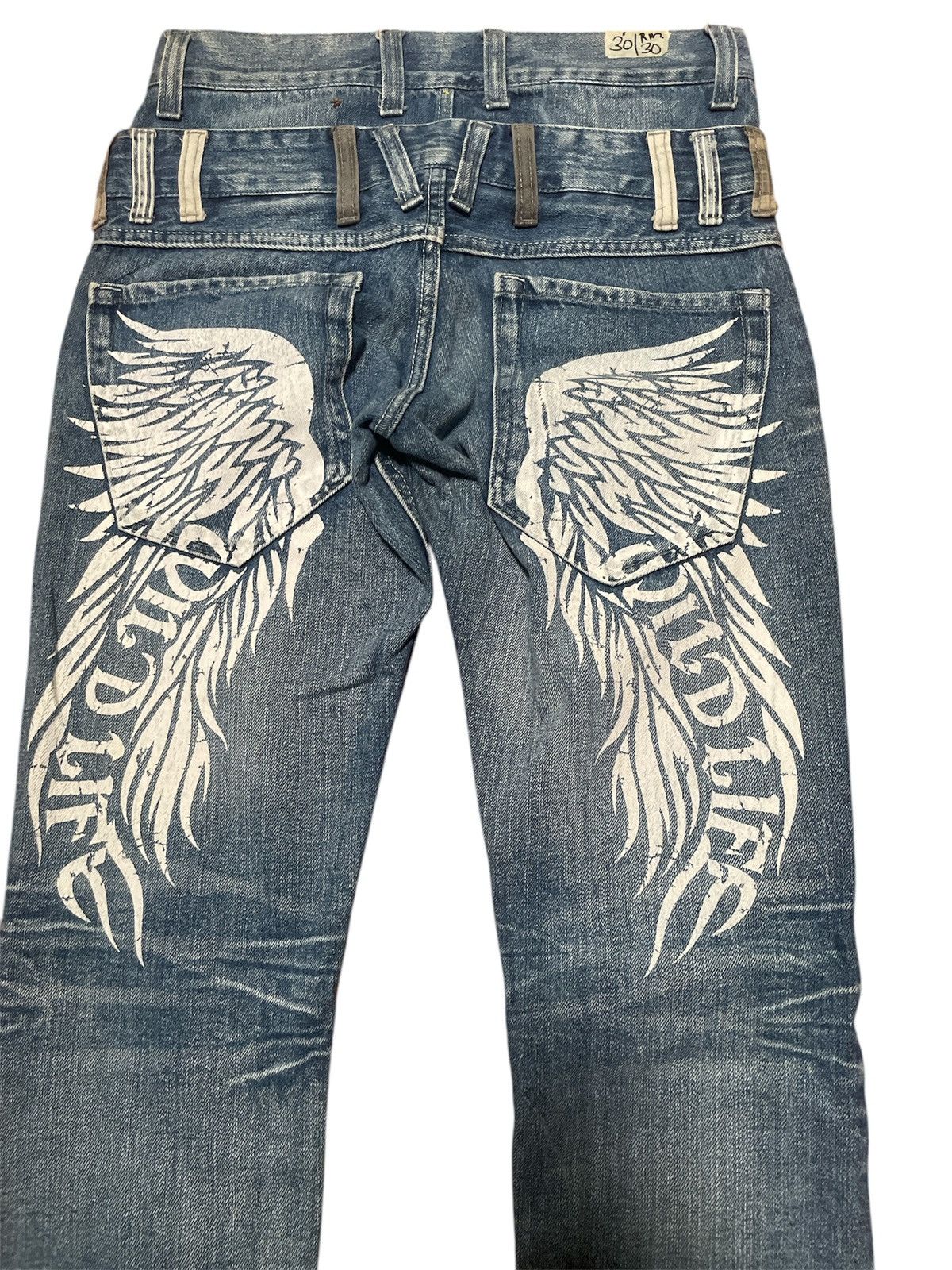 Double Waist Crazy Lightning Wash Jeans