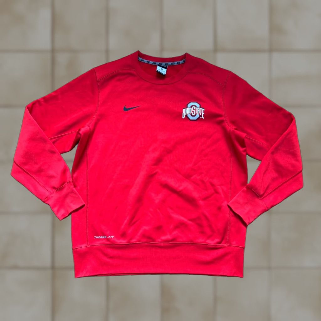 Nike VINTAGE Nike Mens Red Ohio State Therma Fit Crewneck Sweatshirt L Size US L / EU 52-54 / 3 - 1 Thumbnail
