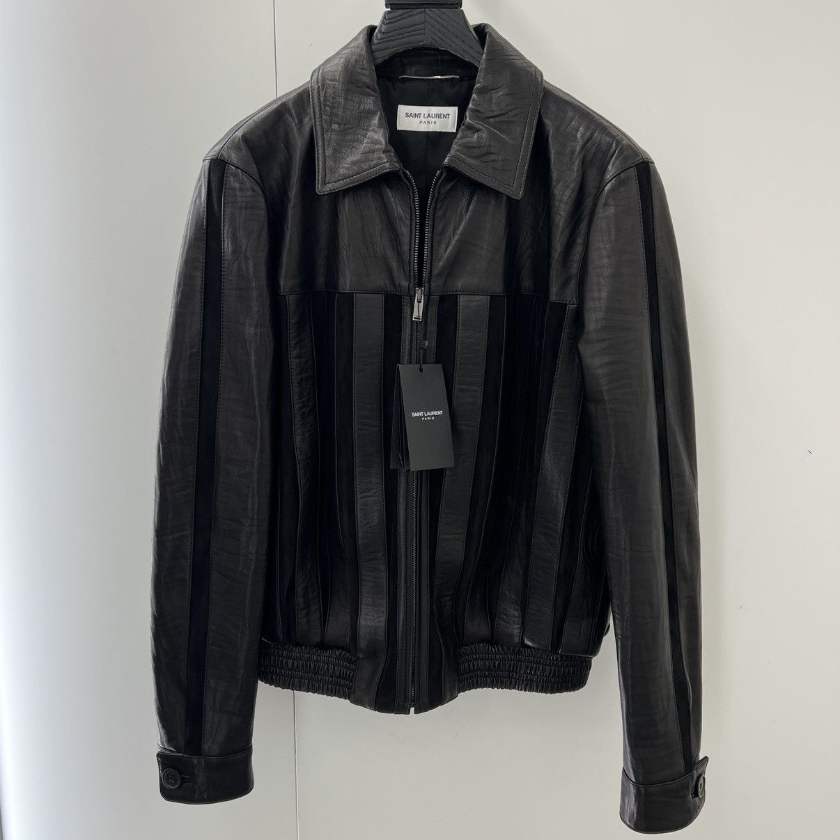 Saint Laurent Paris Saint Laurent Striped Leather Jacket Size US L / EU 52-54 / 3 - 1 Thumbnail