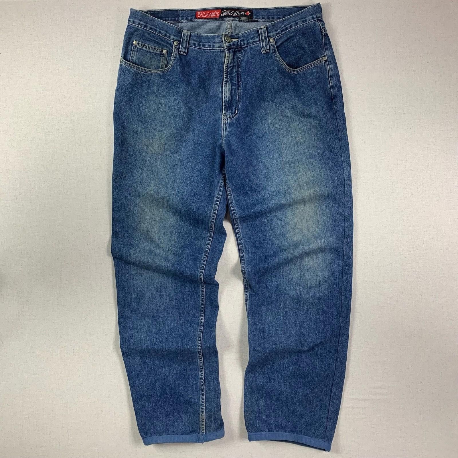 Other Vintage Blue Hash Baggy Jeans - 38 - 90s Size US 38 / EU 54 - 1 Thumbnail
