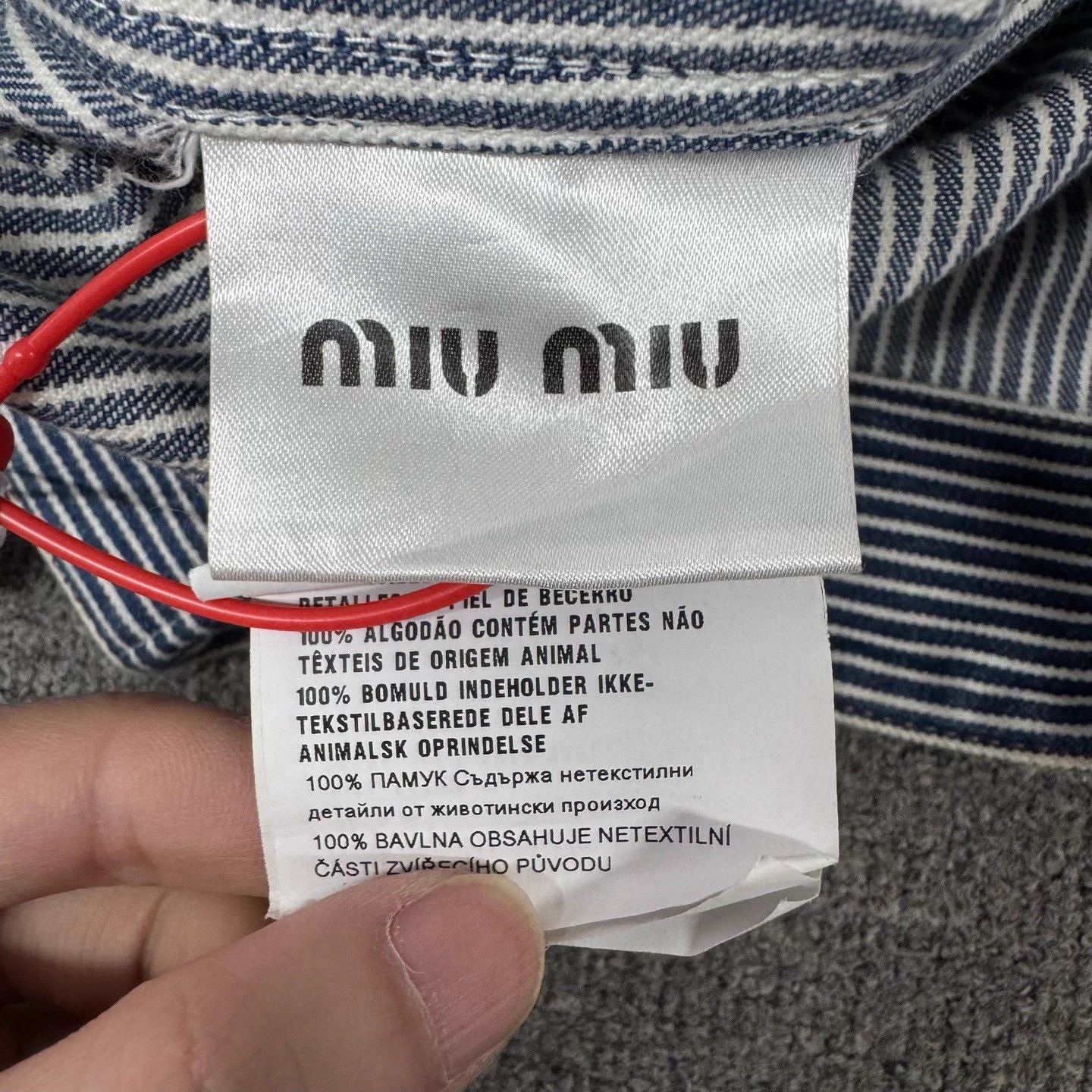 Miu Miu Miu Miu striped back logo denim jacket 38 99 new Size XS / US 0-2 / IT 36-38 - 7 Thumbnail