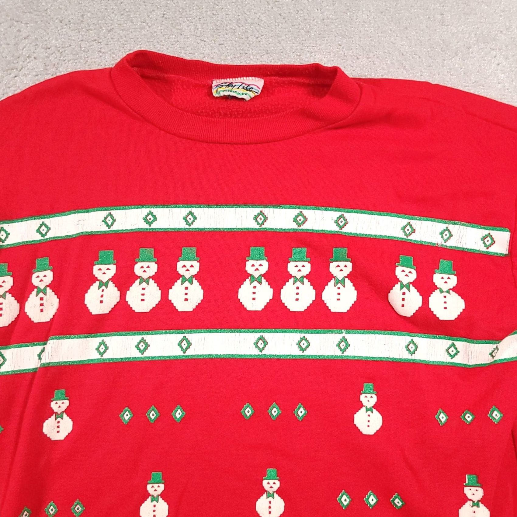 Vintage VINTAGE Sky Lite Sweater Mens Medium Red Snowman Christmas Pullover Made USA 80s Size US M / EU 48-50 / 2 - 3 Thumbnail