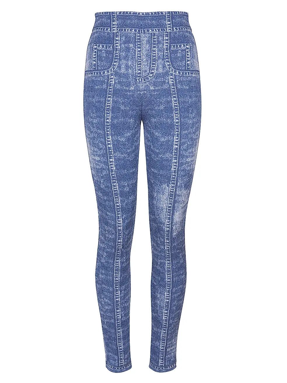 Balmain o1s1wg111225 Trompe Loeil Denim Leggings in Blue Size 30" / US 8 / IT 44 - 1 Thumbnail