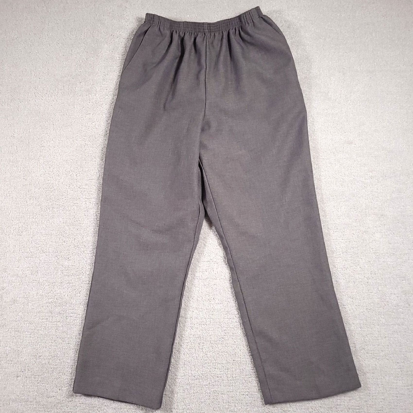 Vintage Alfred Dunner Pants Womens 14 Gray Elastic Waist Pockets 26x27.5 Knit Formal Dress Pants 80s 90s Men? Size 36" / US 14 / IT 50 - 2 Thumbnail