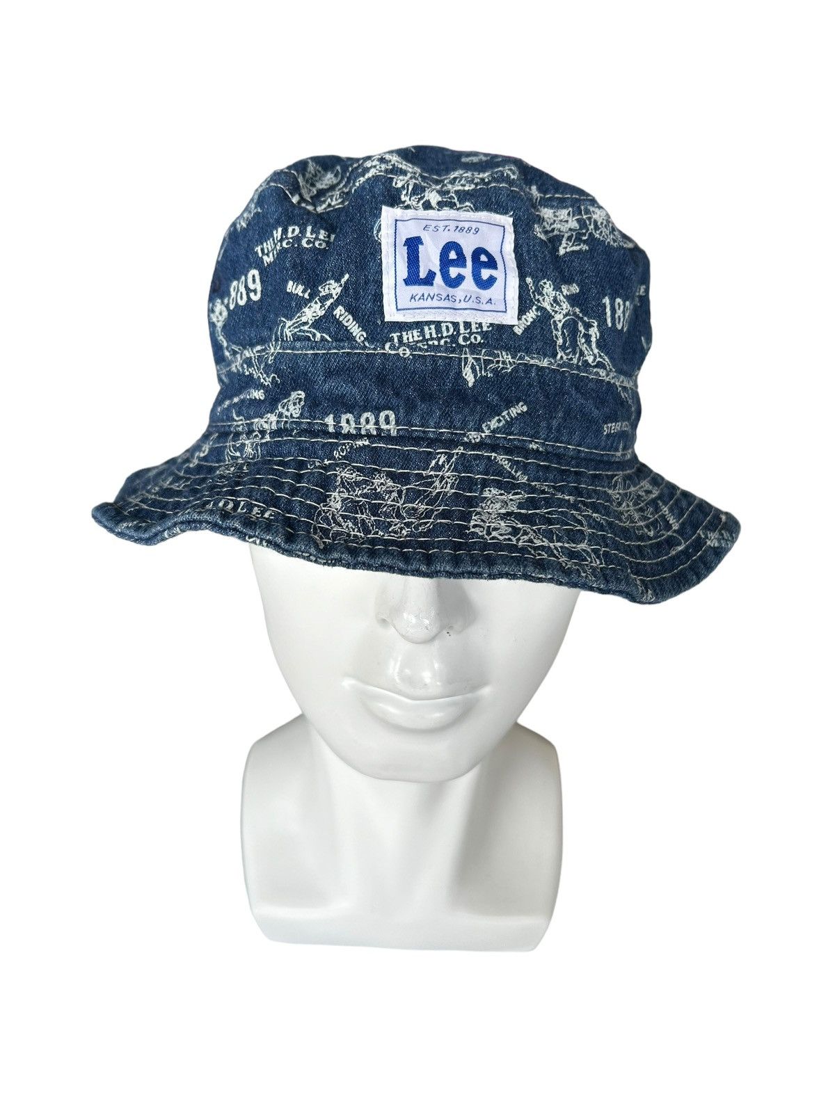 Japanese Brand × Kapital × Vintage Lee Denim Bucket Hats Full Print Bucket Hats Size ONE SIZE - 4 Thumbnail