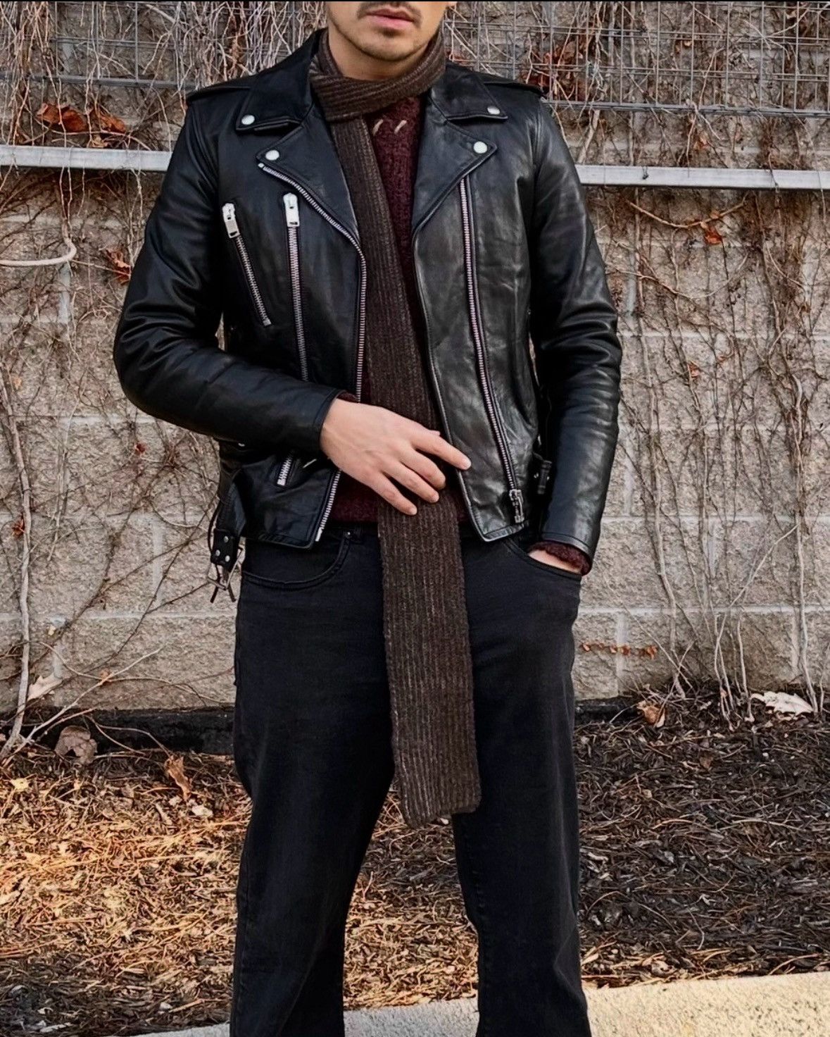Saint Laurent Paris Hedi Slimane Saint Laurent Paris Calfskin Moto Jacket Black Size US S / EU 44-46 / 1 - 1 Thumbnail