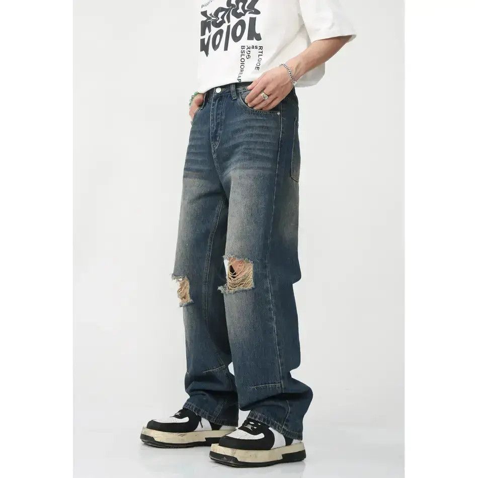 Japanese Brand Retro loose ripped high street jeans Size US 32 / EU 48 - 6 Thumbnail