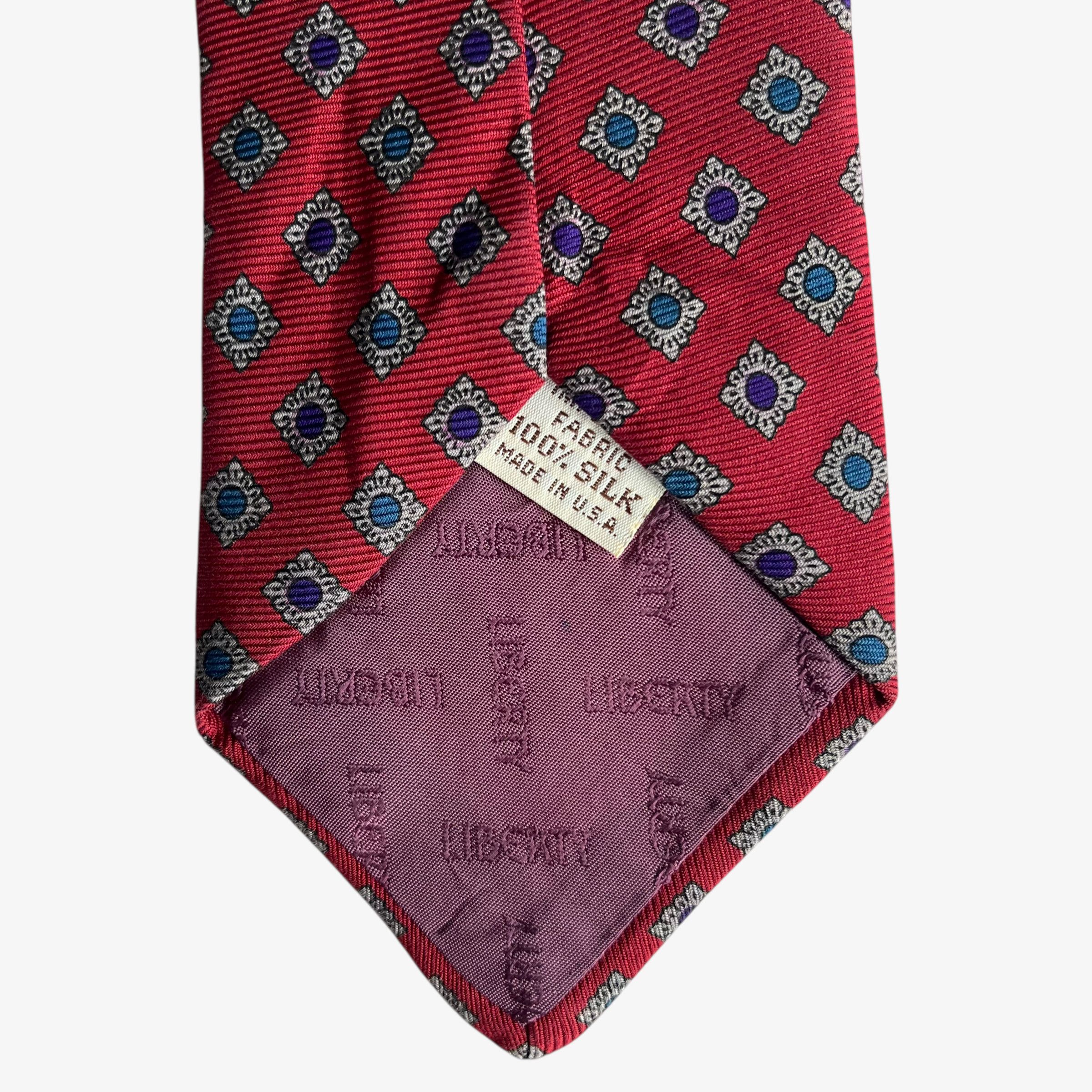 Liberty Vintage 90s Liberty Abstract Floral Print Red Silk Tie Size ONE SIZE - 3 Thumbnail