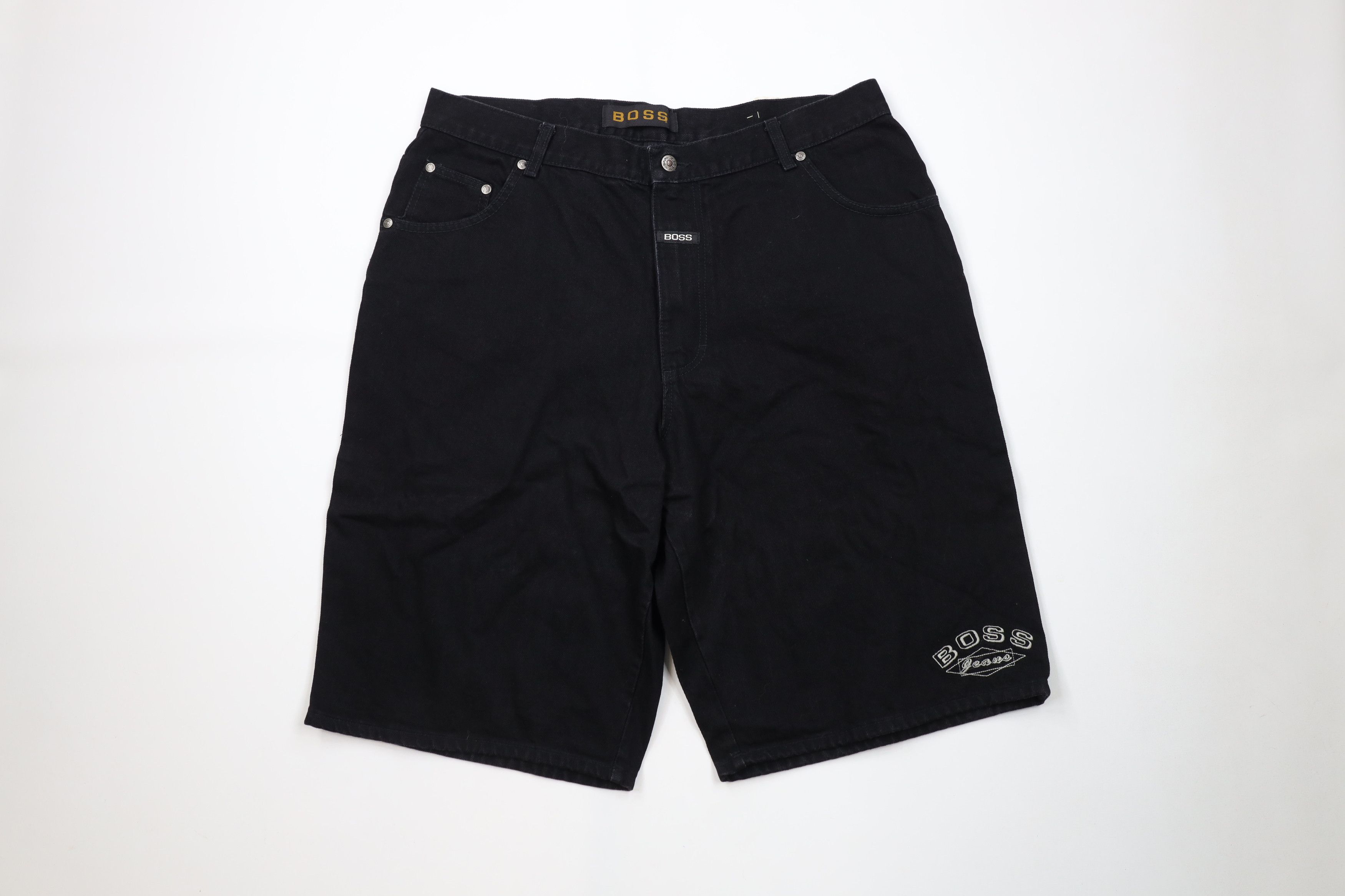 Vintage Deadstock Vintage 90s Boss Baggy Fit Denim Shorts Black USA Size US 40 / EU 56 - 1 Thumbnail
