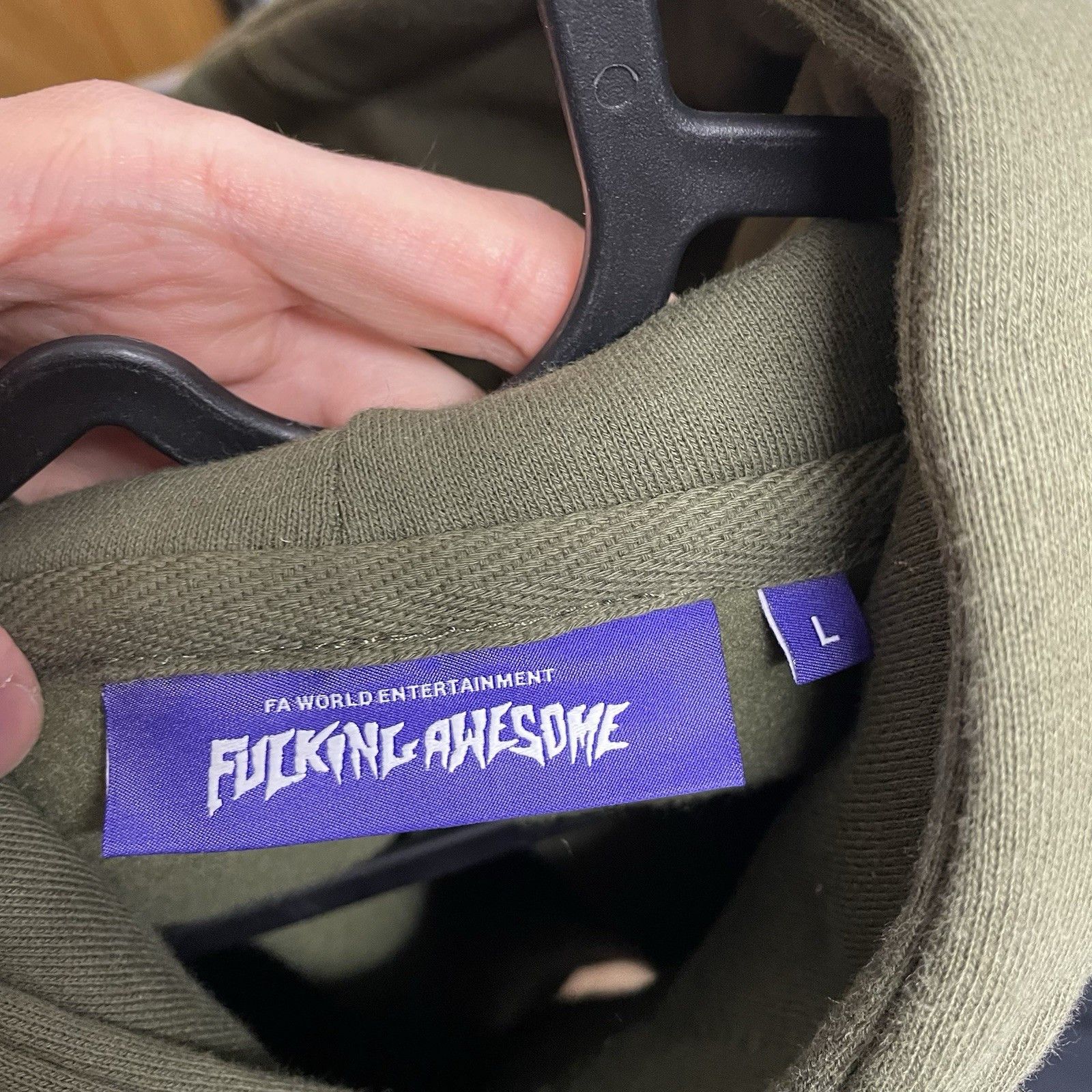 Fucking Awesome Fucking Awesome Cut Out Logo Spell Out Hoodie Army Green NEW Size US L / EU 52-54 / 3 - 5 Thumbnail