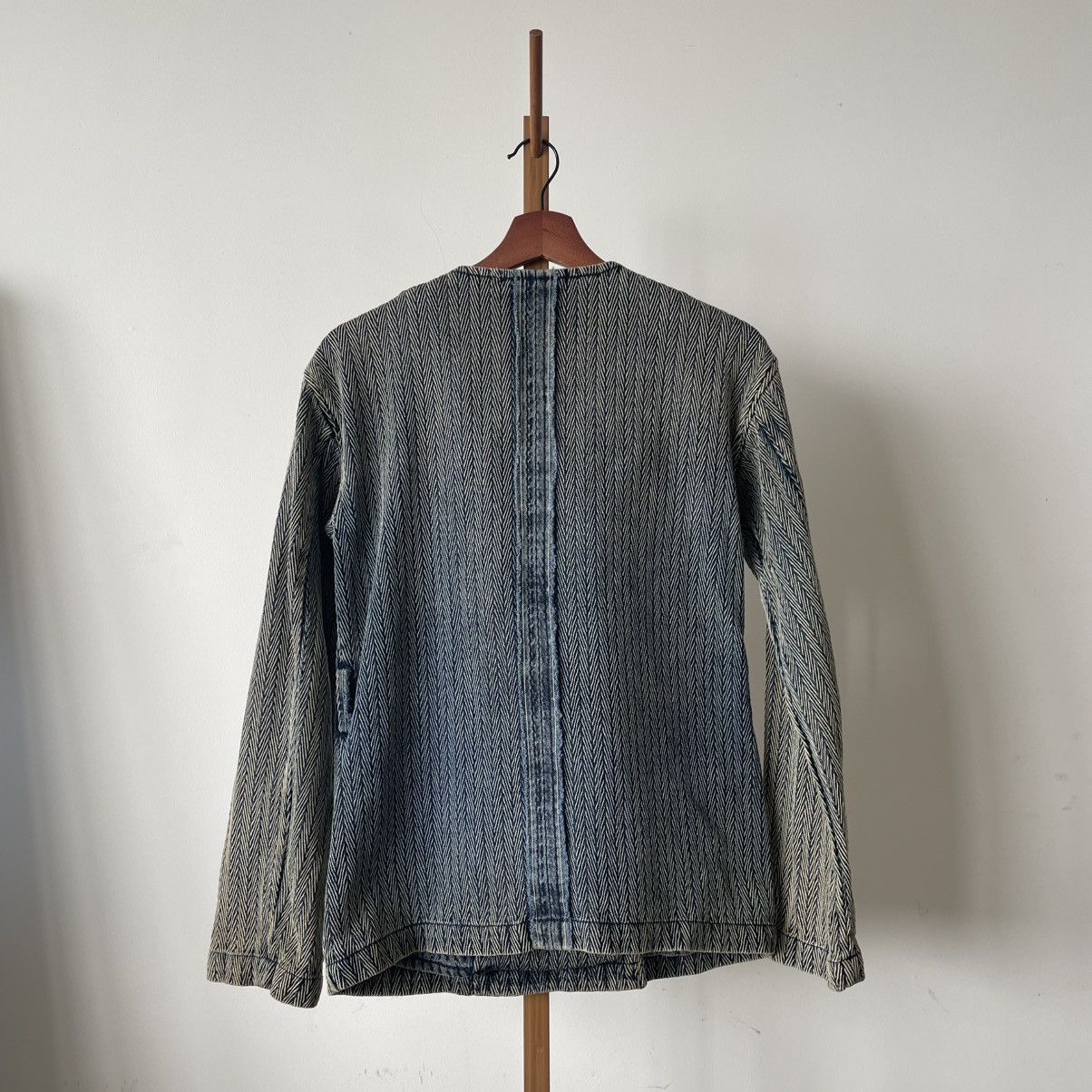 DENHAM Rare Sunfaded Denham Herringbone Weave Pattern Denim Jacket Size US M / EU 48-50 / 2 - 3 Thumbnail