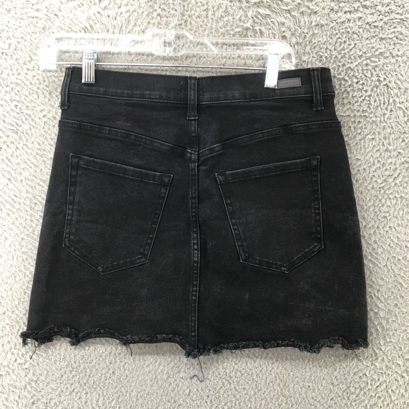 Vintage VINTAGE Sneak Peek High Rise A Line Mini Skirt Womens M Black Denim Casual Zip Fly Size 32" / US 10 / IT 46 - 6 Thumbnail