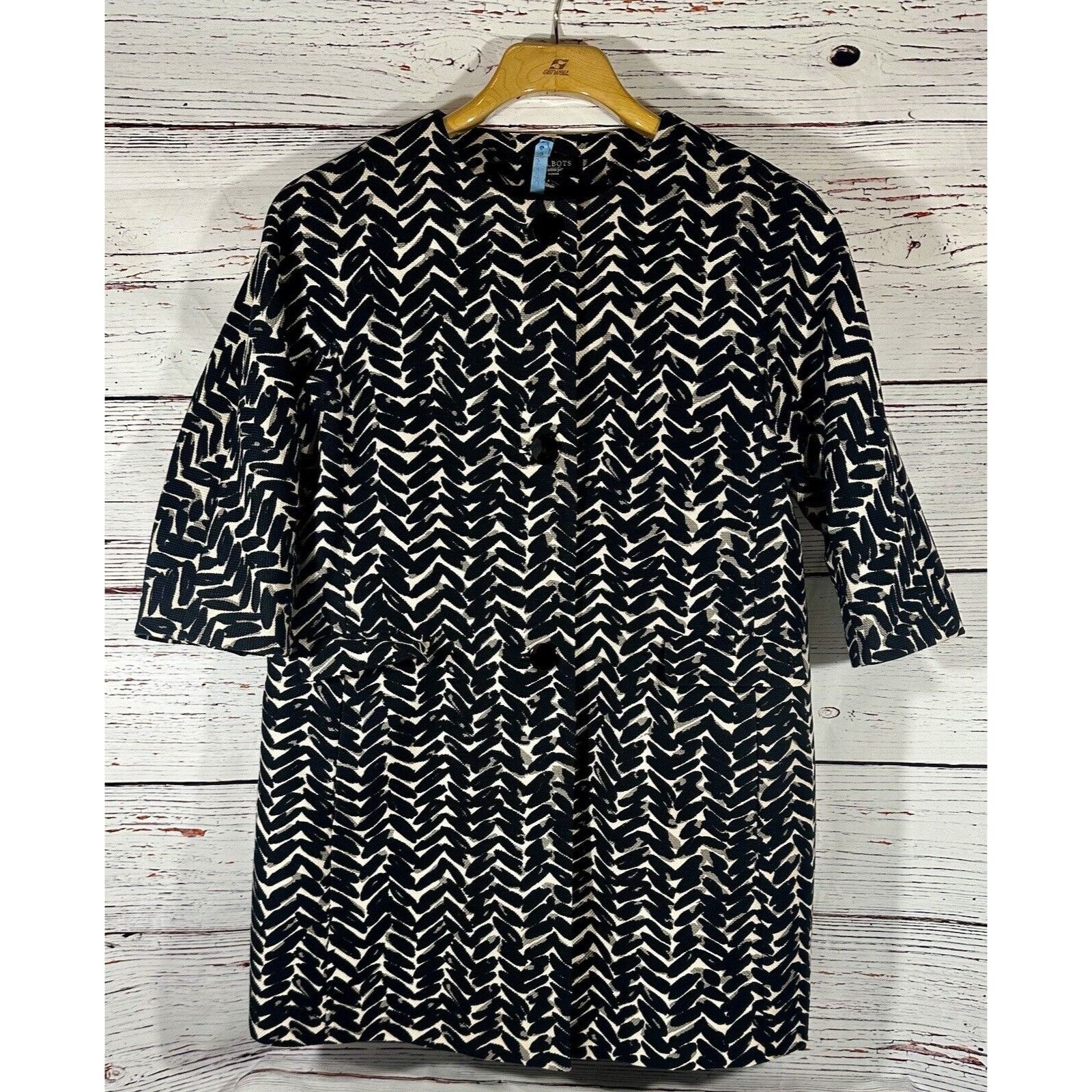 Talbots Talbots Dress Coat Overcoat Black & White Abstract Herringbo Size XL / US 12-14 / IT 48-50 - 1 Thumbnail