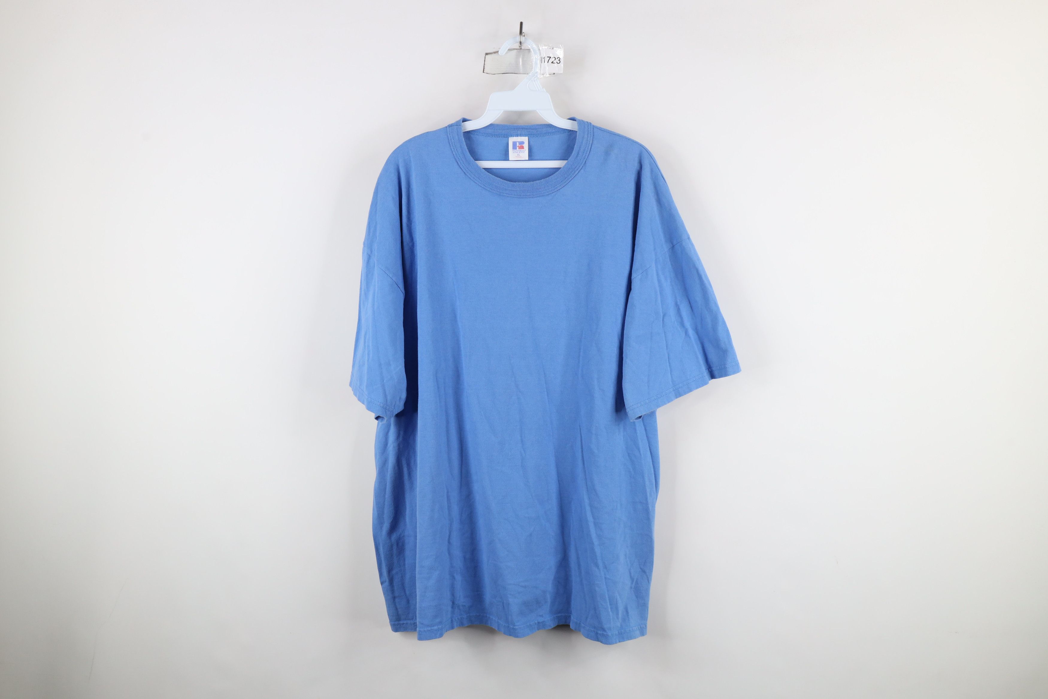 Russell Athletic × Vintage Vintage 90s Russell Athletic Cotton T-Shirt Carolina Blue Size US XL / EU 56 / 4 - 1 Thumbnail