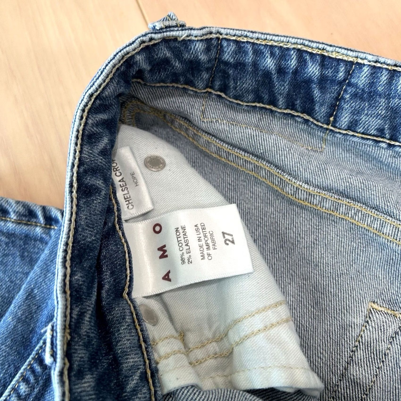 AMO AMO Denim Jeans Women's 27x26 Blue Relaxed Tapered 5-Pocket Medium Wash City Urban Casual Style Stretch Cotton Spandex Size 27" / US 4 / IT 40 - 4 Thumbnail
