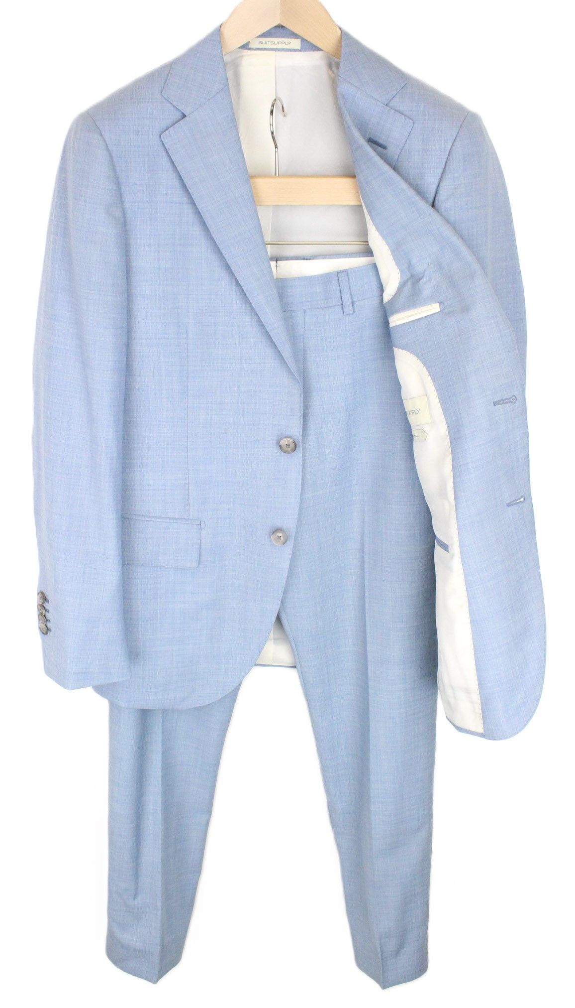 Suitsupply LAZIO UK36R Light Blue Wool Suit 67346 Size 36R - 1 Thumbnail