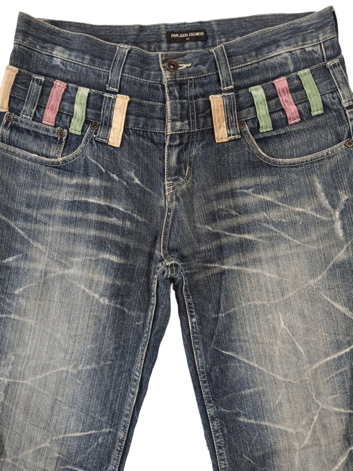 Japanese Brand Nylaus Double Waist Distressed Denim Size US 32 / EU 48 - 2 Thumbnail