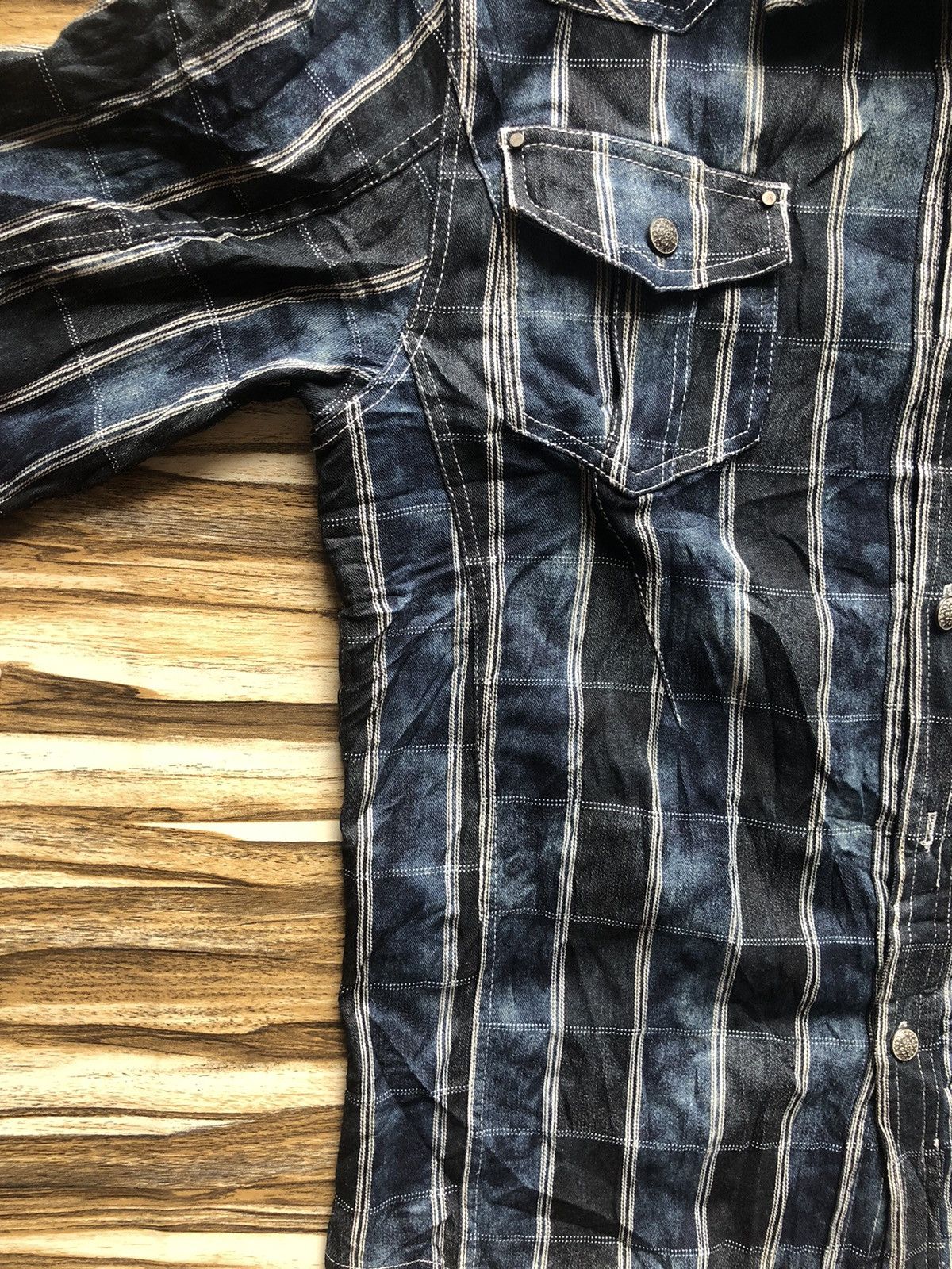 In The Attic B/D shirt Patchwork shadow plaid blue black kapital lgb Size US L / EU 52-54 / 3 - 4 Thumbnail