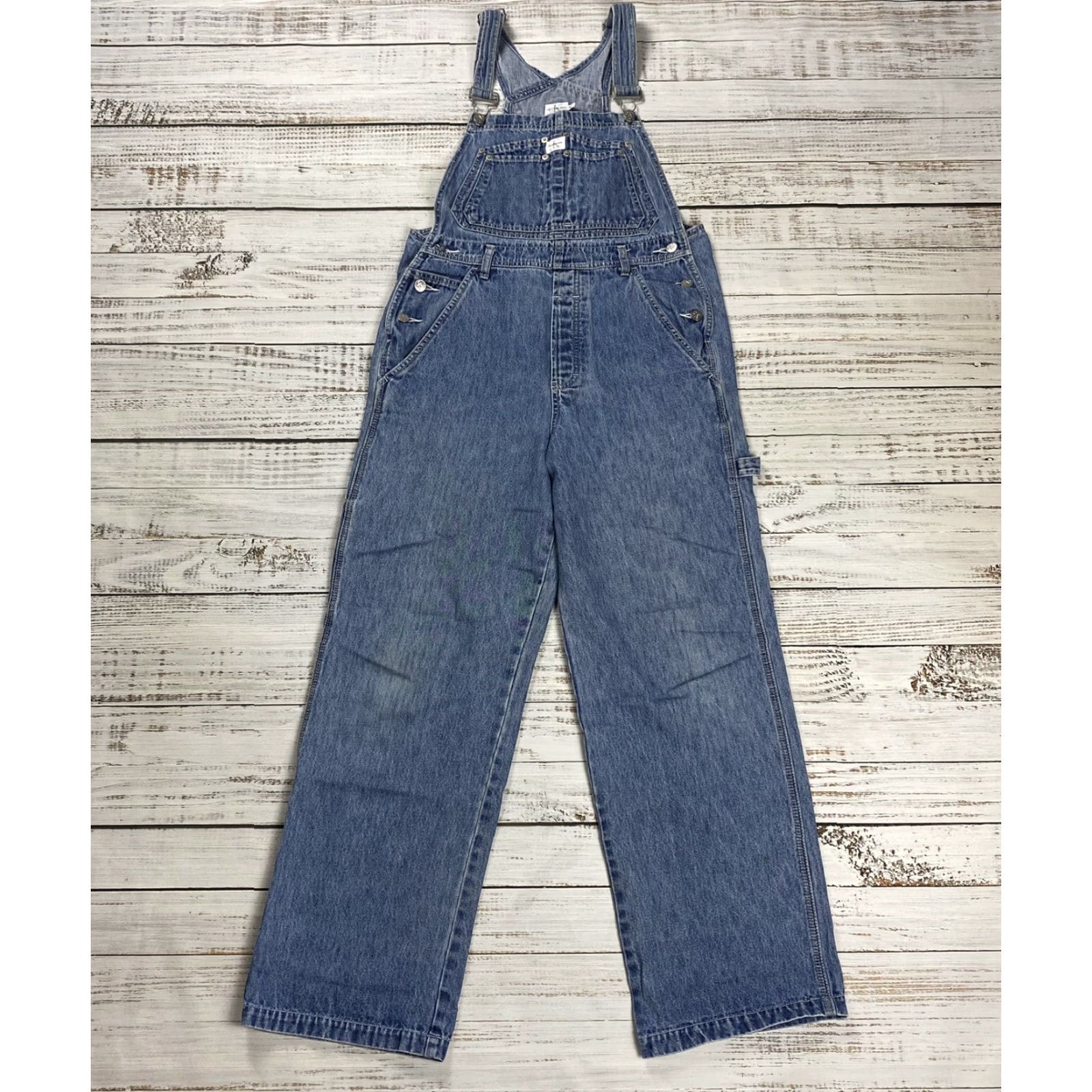 Calvin Klein VINTAGE 90S Y2K CALVIN KLEIN DENIM OVERALLS DUNGAREES GRUNGE SURF SKATE SZ M BLUE Size US 34 / EU 50 - 2 Thumbnail