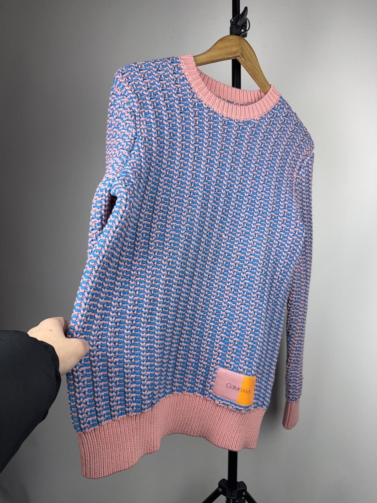 Calvin Klein Calvin Klein Pink Blue Chunky Heavy Knit Cotton Sweater Size M / US 6-8 / IT 42-44 - 3 Thumbnail