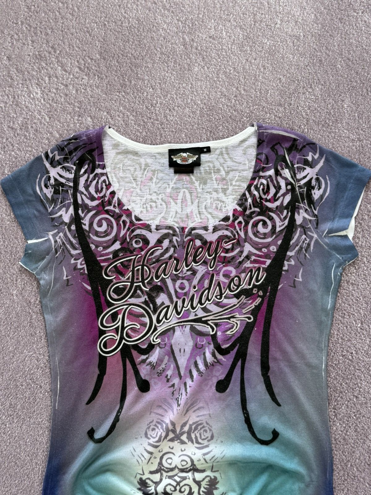 Harley Davidson Harley Davidson Cyber Grunge Y2K Glamour Print Crazy T-Shirt Size M / US 6-8 / IT 42-44 - 3 Thumbnail