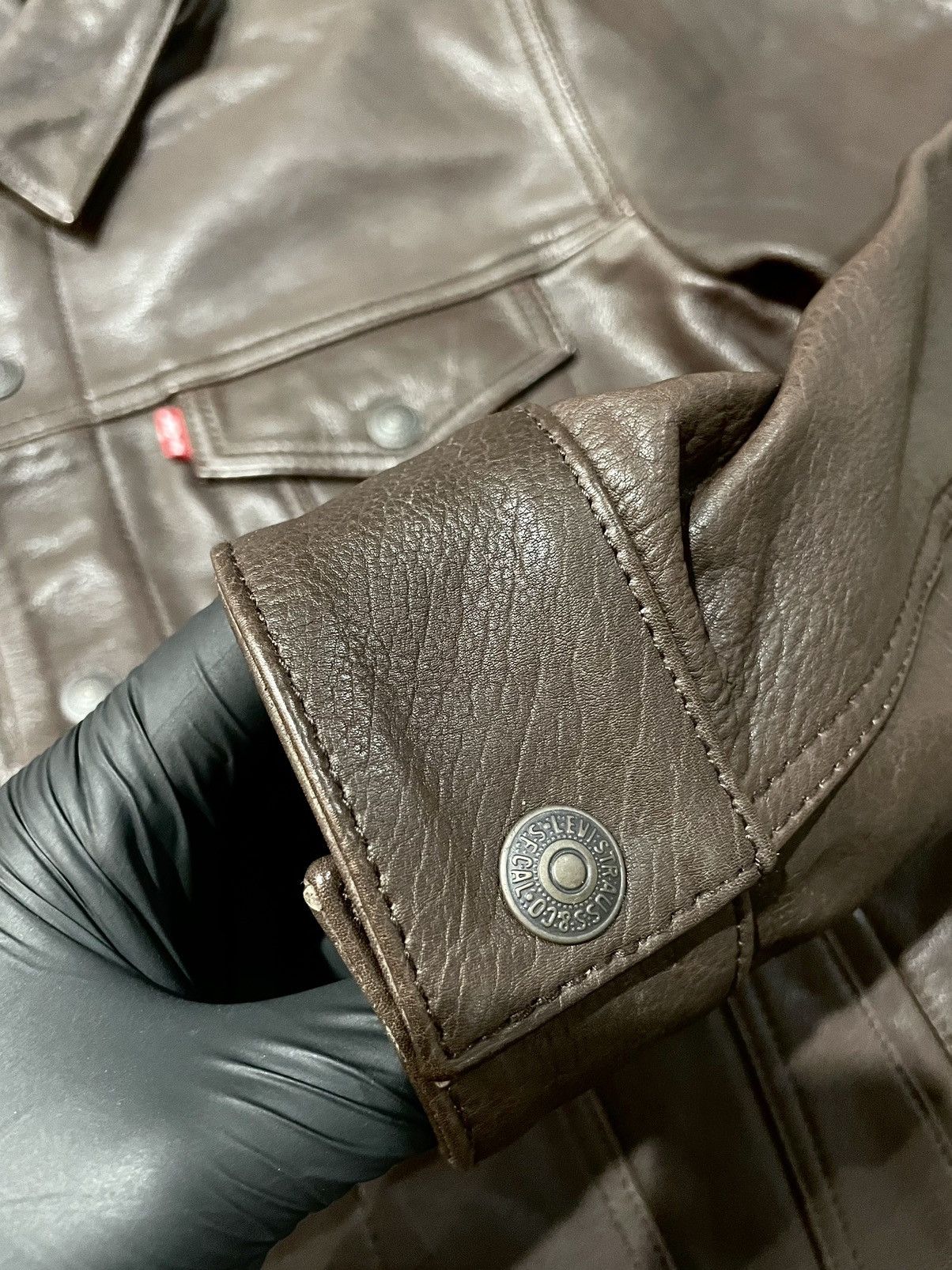 Levi's Vintage Levis Heavy Genuine Leather Trucker Jacket Size US L / EU 52-54 / 3 - 7 Thumbnail